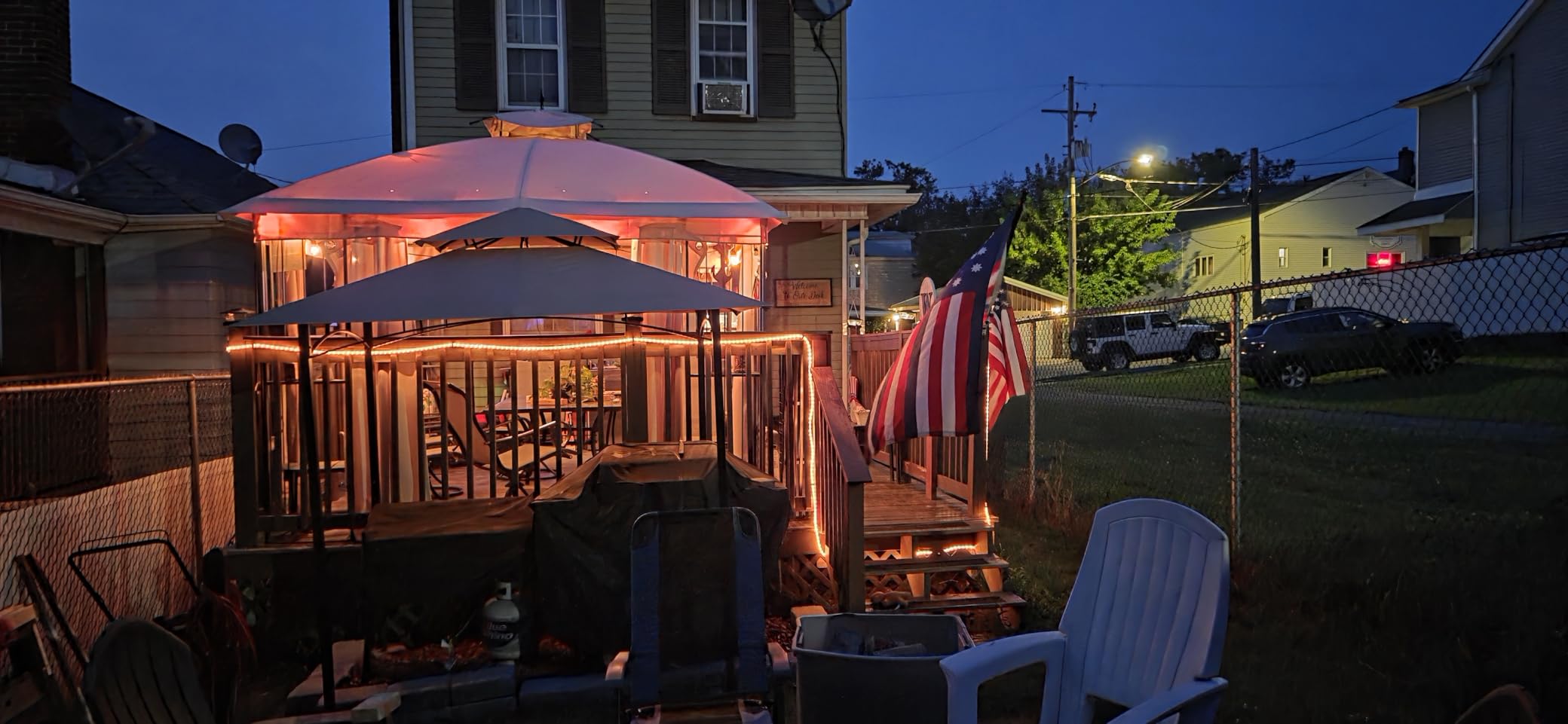 Kozyard Andra 8' x 5' BBQ Grill Gazebo Canopy Tent, Vented Soft Top Roof | Steel Frame with Side Shelves & Utensil Hooks, 4 Magnetic Detachable LED Lights, Outdoor Grill Shelter customer photo 2
