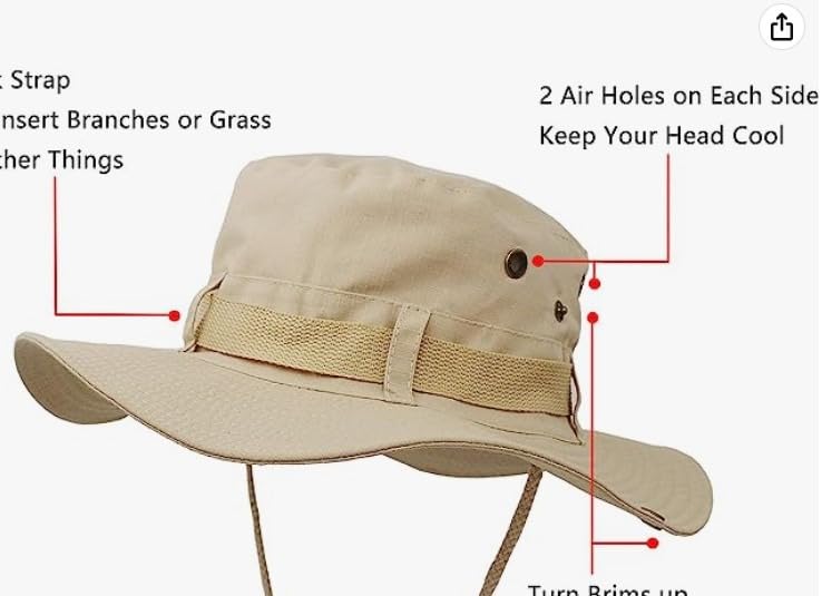 Outdoor Wide Brim Sun Protect Hat, Double Layer Classic US Combat Army Style Bush Jungle Sun Cap for Fishing Hunting Camping customer photo 2