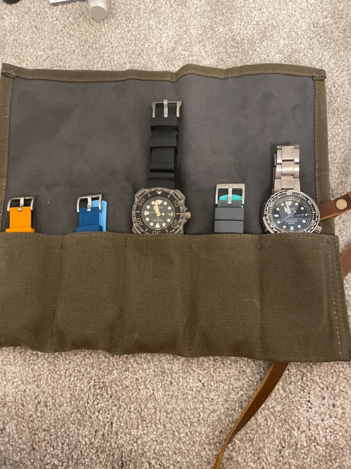 BARTON WATCH BANDS Canvas Watch Roll Travel Case - Waxed Canvas Watch Pouch & Band Storage - Ideal for Travelling or Home Use, Carrier Case & Travel Roll customer photo 1