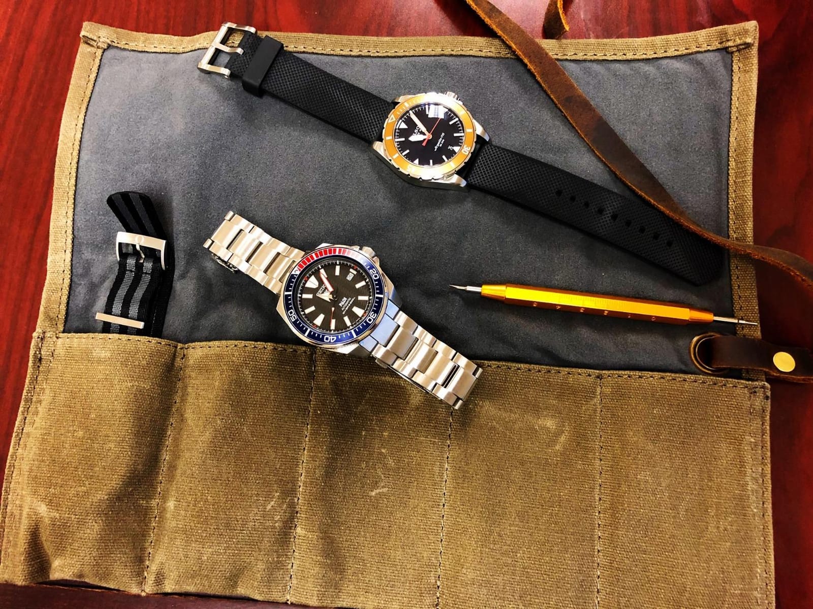 BARTON WATCH BANDS Canvas Watch Roll Travel Case - Waxed Canvas Watch Pouch & Band Storage - Ideal for Travelling or Home Use, Carrier Case & Travel Roll customer photo 2