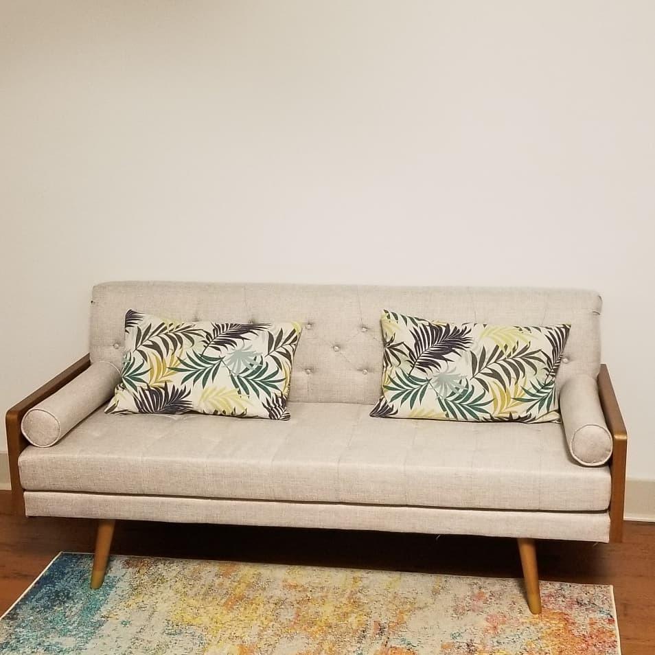 Christopher Knight Home Aidan Mid Century Modern Tufted Fabric Sofa, Beige customer photo 2