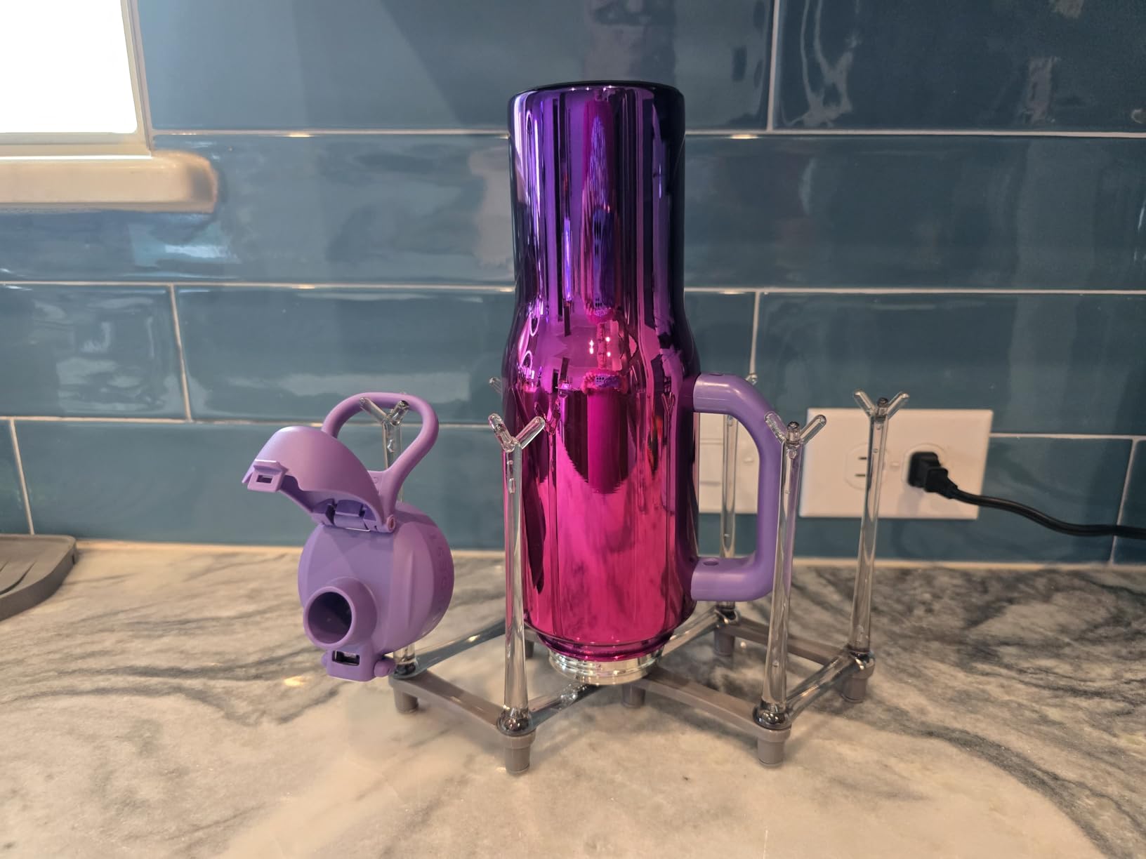 Marbrasse Retractable Cup Drying Rack, Drinking Glass and Sports Bottle Drainer Stand, Plastic Bag Dryer with Non-Slip Bottom for Kitchen Countertop customer photo 2