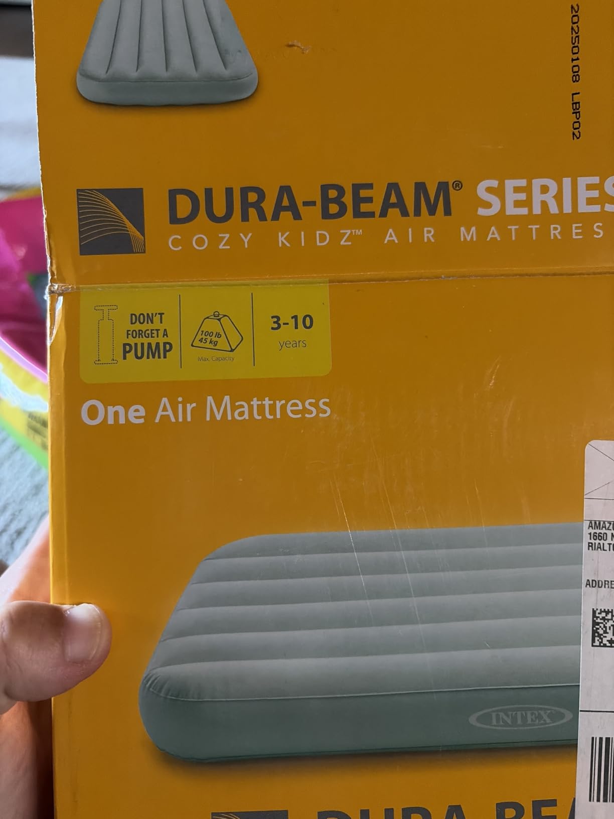 INTEX 66803EP Cozy Kidz Inflatable Airbed: Fiber-Tech, Velvety Soft Surface, Carry Bag Included, 34.5