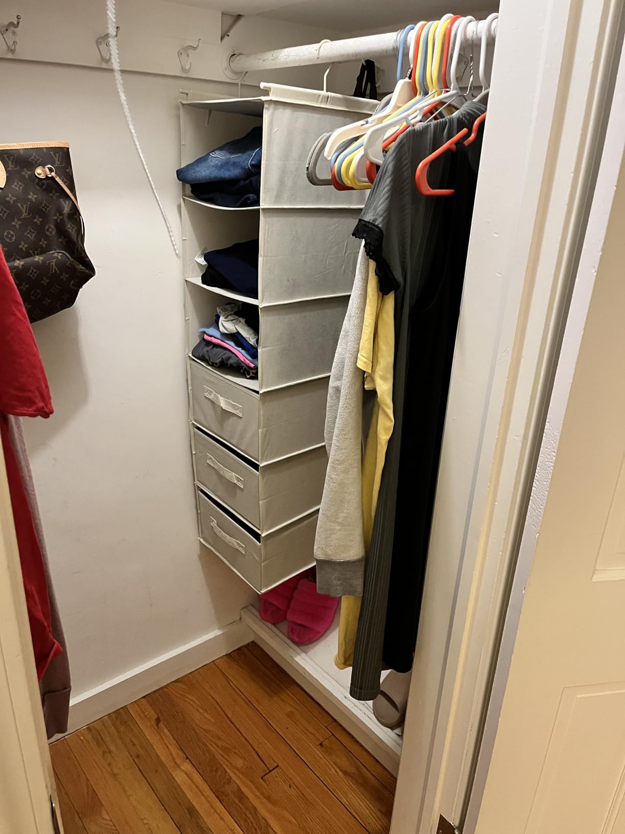 MAX Houser 6 Tier Hanging Closet Organizer with 2 Sturdy Hooks, Grey - Foldable Lightweight Fabric Closet Storage customer photo 1