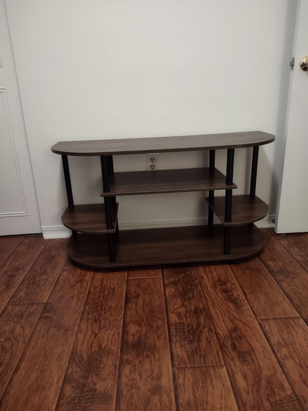 Furinno JAYA Simple Design Corner TV Stand, French Oak Grey/Black, 42.04 x 22.75 x 15.55 Inches customer photo 2
