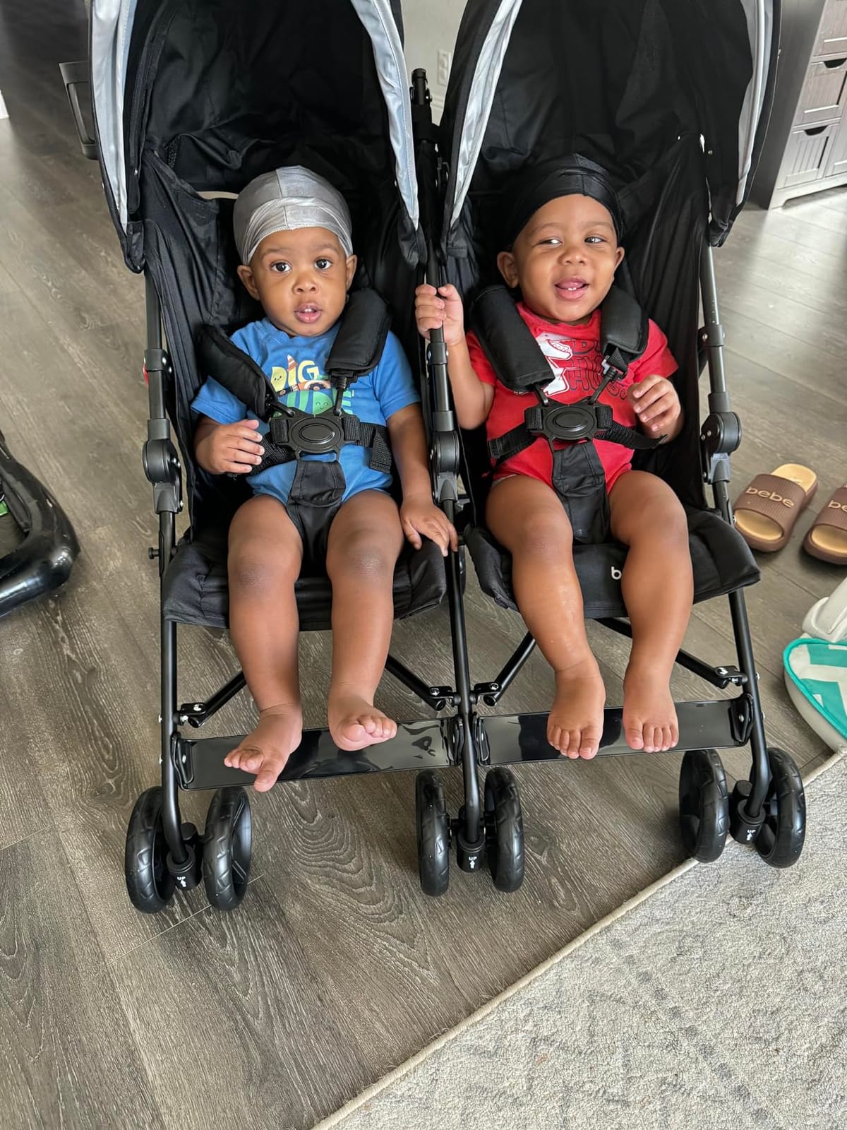 BABY JOY Double Umbrella Stroller, Lightweight Travel Side by Side Twin Stroller with Large Storage, Cup Holder, 5-Point Safety Harness, Adjustable Canopy & Compact Fold for Infant and Toddler (Black) customer photo 1