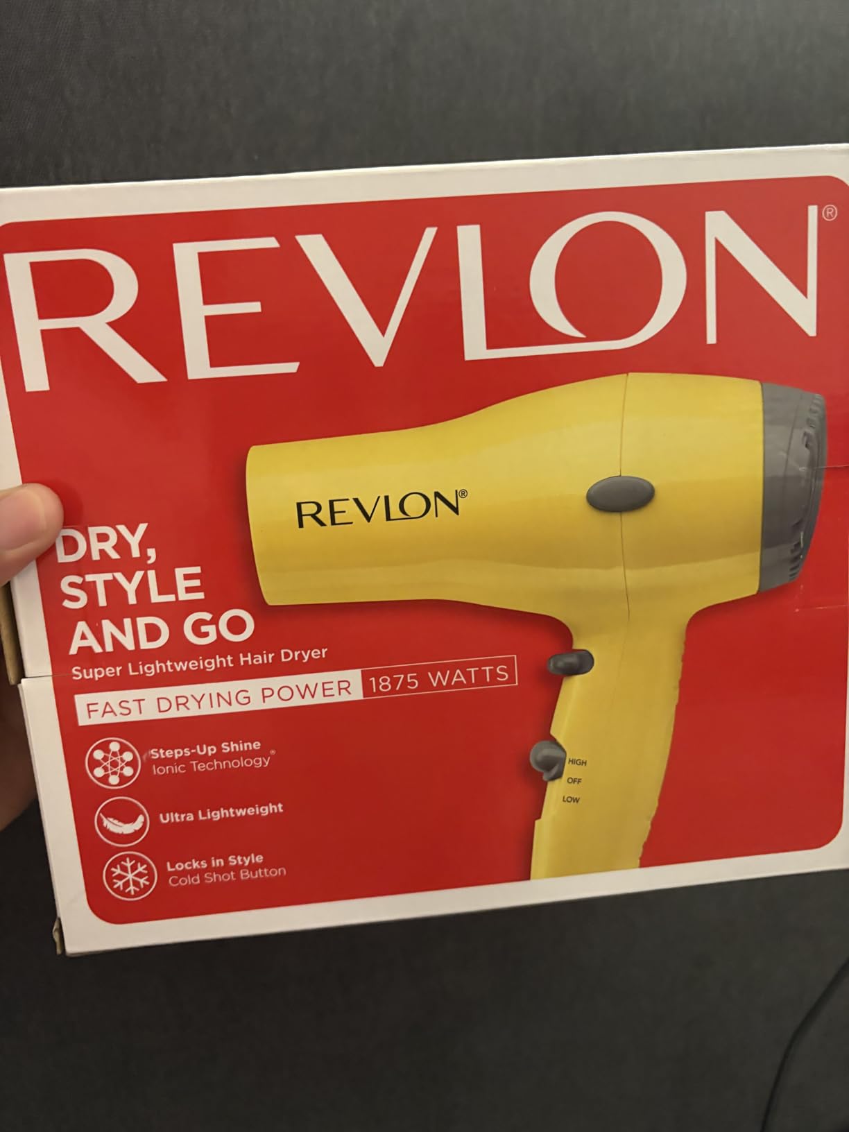 REVLON Compact Ionic Travel Hair Dryer, 1875 Watt, Yellow | Tourmaline Ionic Technology for Less Frizz, More Shine, Lightweight Design, 2 Heat/Speed Settings + Cool Shot customer photo 1