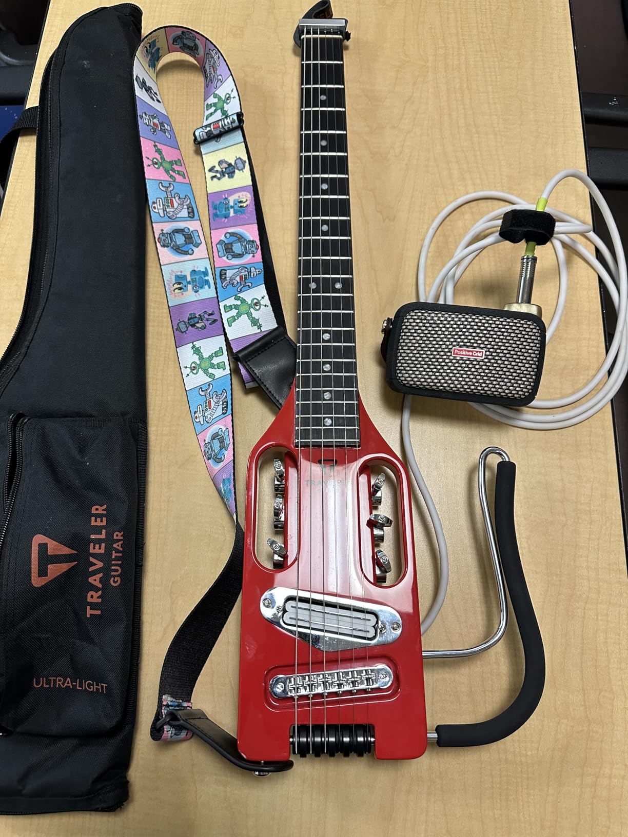 Traveler Guitar Ultra-Light Electric Guitar Matte Black | Portable Electric with Removable Lap Rest | Full 24 3/4
