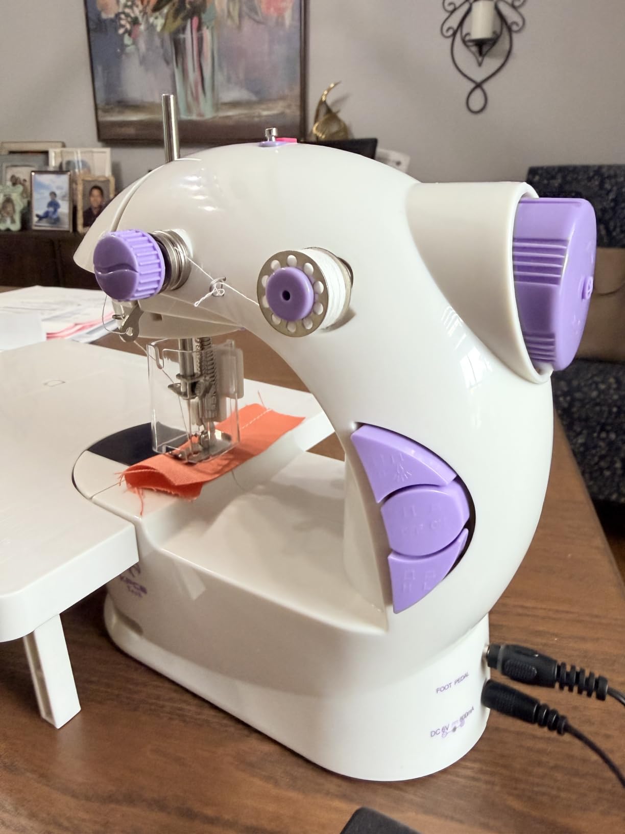 Sewing Machine for Beginners with Fabrics&Finger Guard, Mini Size | Beginner Sewing Machines, Fabric Bundles & 42PCS Kits, Small & Portable, Dual Speed, Foot Pedal, US Adapter & Extension Table customer photo 2
