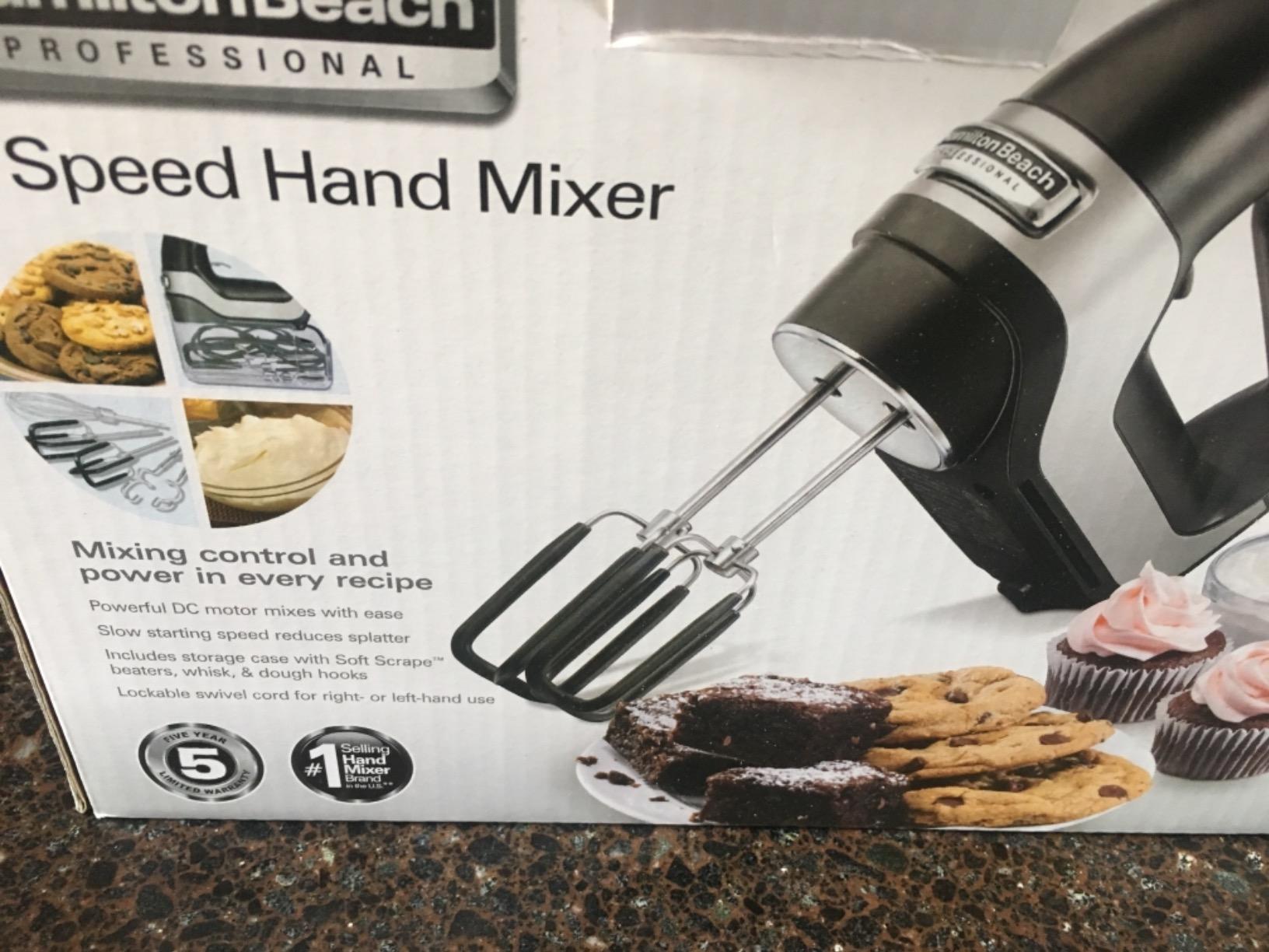 Hamilton Beach Professional 7-Speed Digital Electric Hand Mixer with High-Performance DC Motor, Slow Start, Snap-On Storage Case, SoftScrape Beaters, Whisk, Dough Hooks, White (62656) customer photo 2
