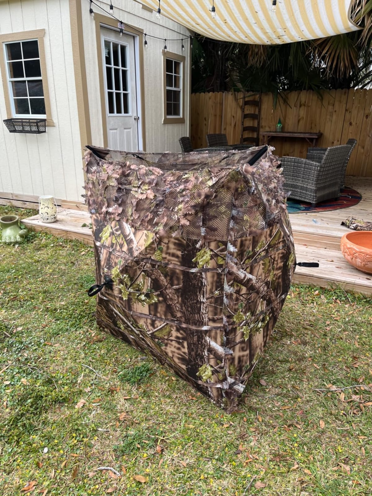 AUSCAMOTEK Pop Up Ground Blind for Deer Duck Turkey Hunting, Portable Quick Setup Lightweight Green/Brown/Dry Grass, Ground Peg Included customer photo 1