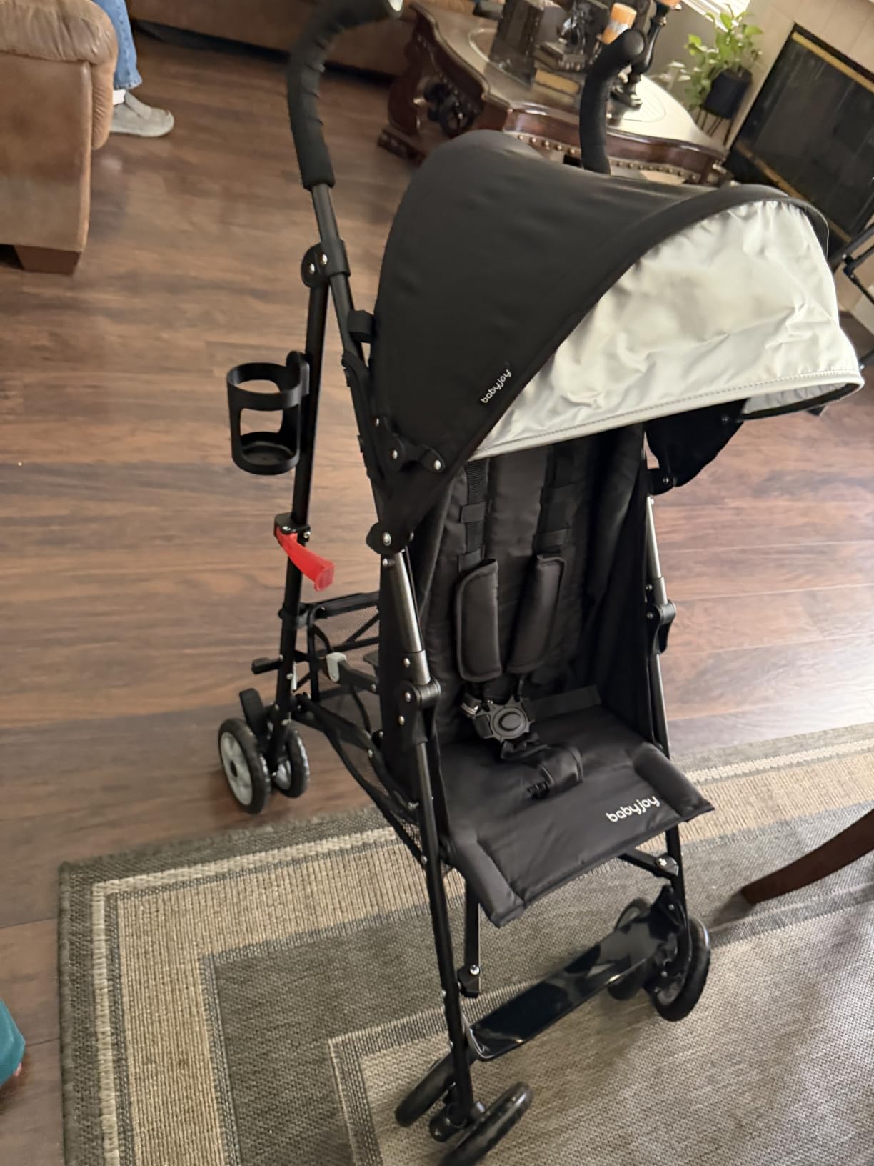 HONEY JOY Baby Lightweight Stroller, Compact Travel Stroller for Airplane, Adjustable Backrest & Canopy, 5-Point Harness, Cup Holder, Storage Basket, Foldable Umbrella Stroller for Toddlers (Green) customer photo 2
