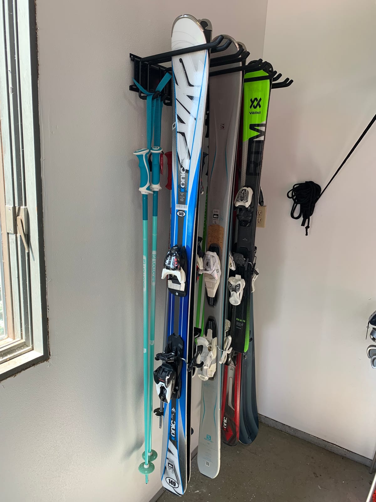 Ultrawall 24-Inch Wall Mounted Ski Rack, Holds Up to 300lbs, Powder-Coated Steel with Rubber Coating, Customizable Spacing, Easy Installation customer photo 1