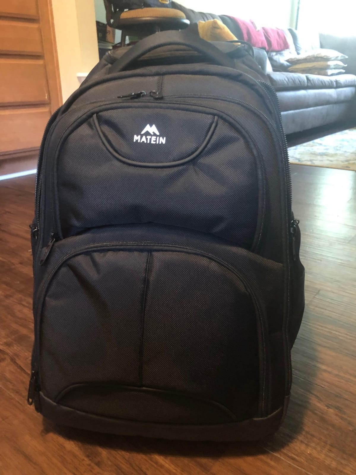 MATEIN Rolling Backpack, 17 inch Water Resistant Wheeled Laptop Backpack | Carry on Luggage Business Bag, Large Capacity, Overnight College Computer Bag, Trolley Suitcase for Men Women, Travel, Black customer photo 1