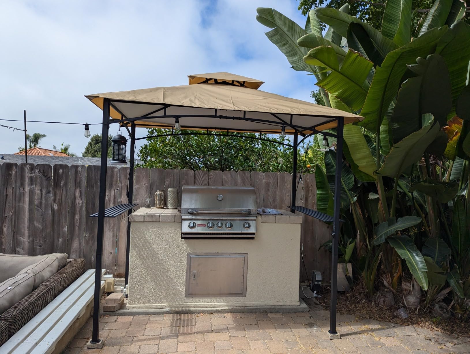 MASTERCANOPY 8x5 Grill Gazebo with Steel Frame & 2 LED Lights, Brown customer photo 1