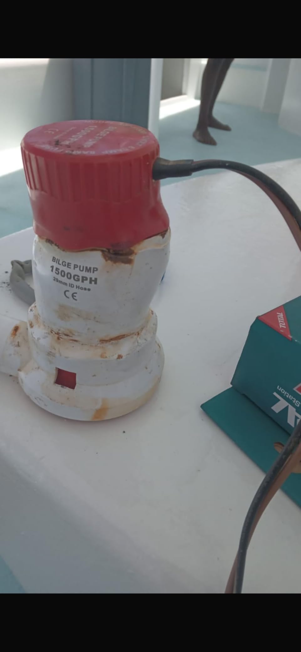 12V 1500 GPH Bilge Pump with Float Switch, 1 Pack | Includes float switch and water-cooled motor; 1500 GPH kit with 1-1/8 in. outlet for marine drainage. customer photo 2