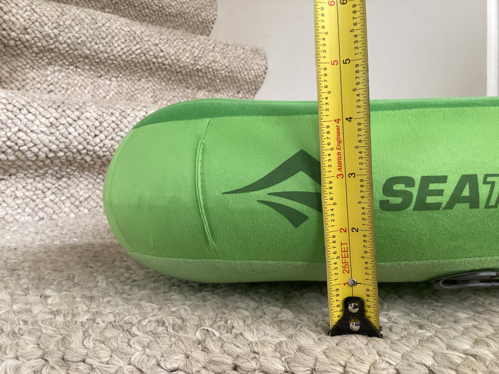 Sea to Summit Aeros Premium Inflatable Pillow, Regular, Lime | Ultralight inflatable travel pillow with a memory foam top layer and soft stretch-knit exterior brings comfort anywhere customer photo 1