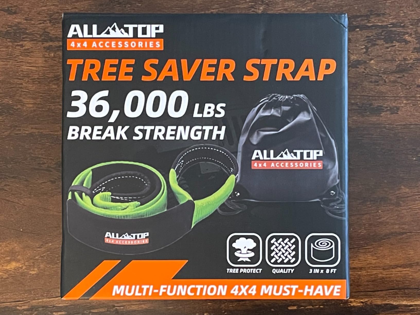 ALL-TOP Tree Saver Strap 3in x 8ft Certified 36000Lbs Break Strength, Emergency Recovery Tow Strap Winch Extension Rope with Oversize Carry Bag customer photo 1