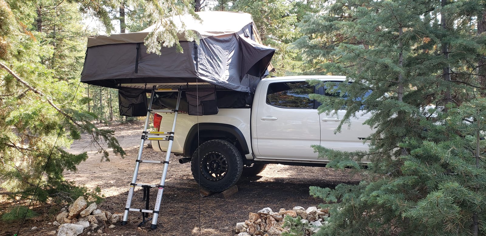 Overland Vehicle Systems HD Nomadic 3 Extended Soft Shell Roof Top Tent - Dark Gray Base with Green Rain Fly & Black 1000G PVC Travel Cover - Black Aluminum Base customer photo 1