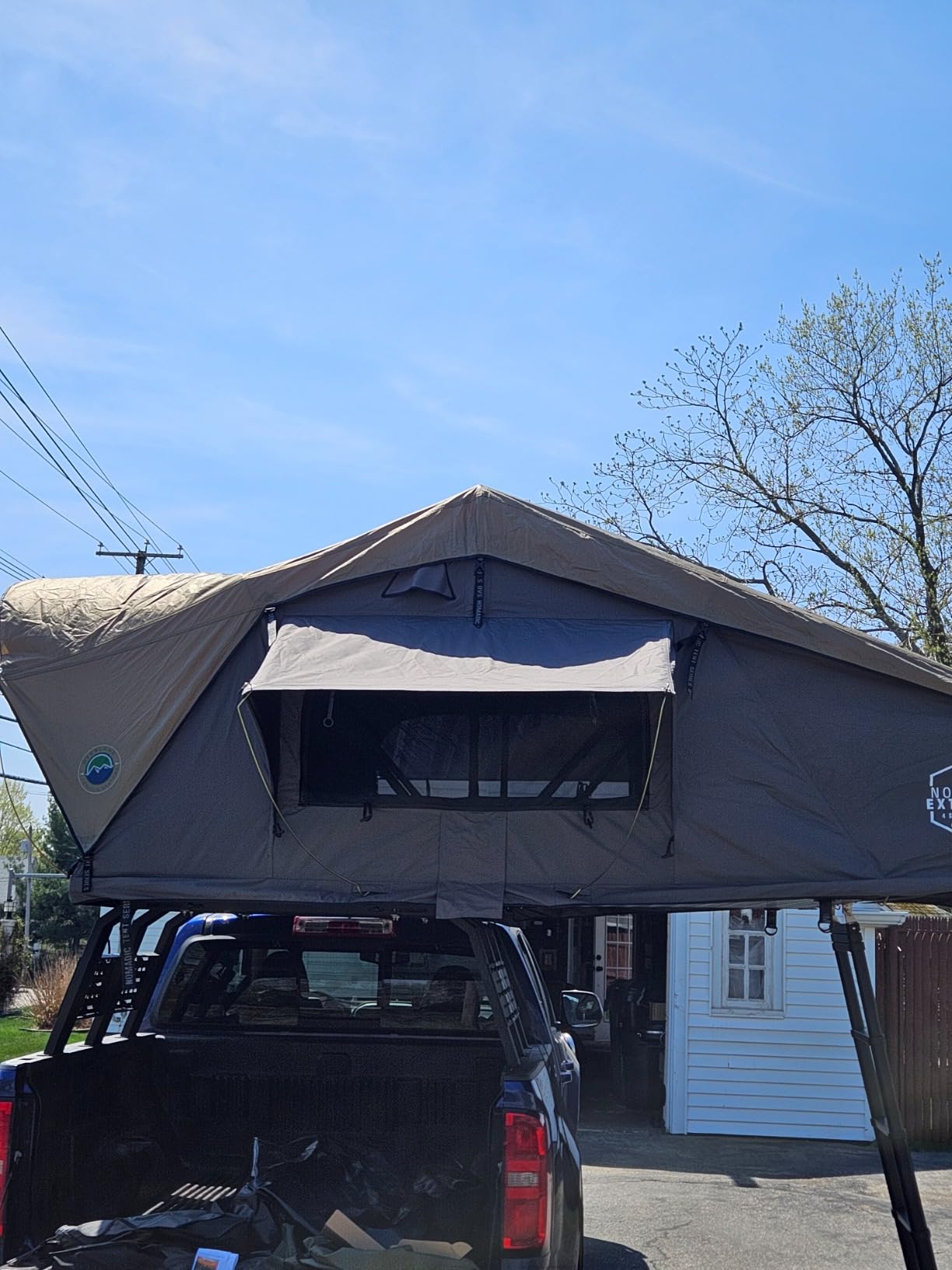 Overland Vehicle Systems HD Nomadic 3 Extended Soft Shell Roof Top Tent - Dark Gray Base with Green Rain Fly & Black 1000G PVC Travel Cover - Black Aluminum Base customer photo 2