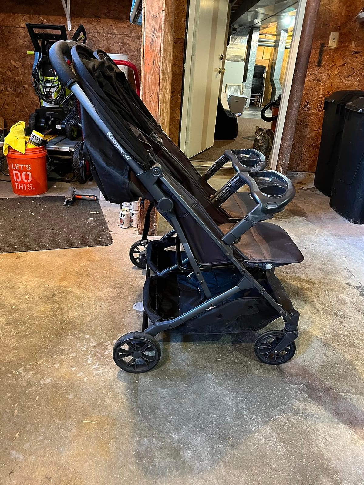 Joovy Kooper X2 Double Stroller, Lightweight Travel Stroller, Compact Fold with Tray, Olive customer photo 2