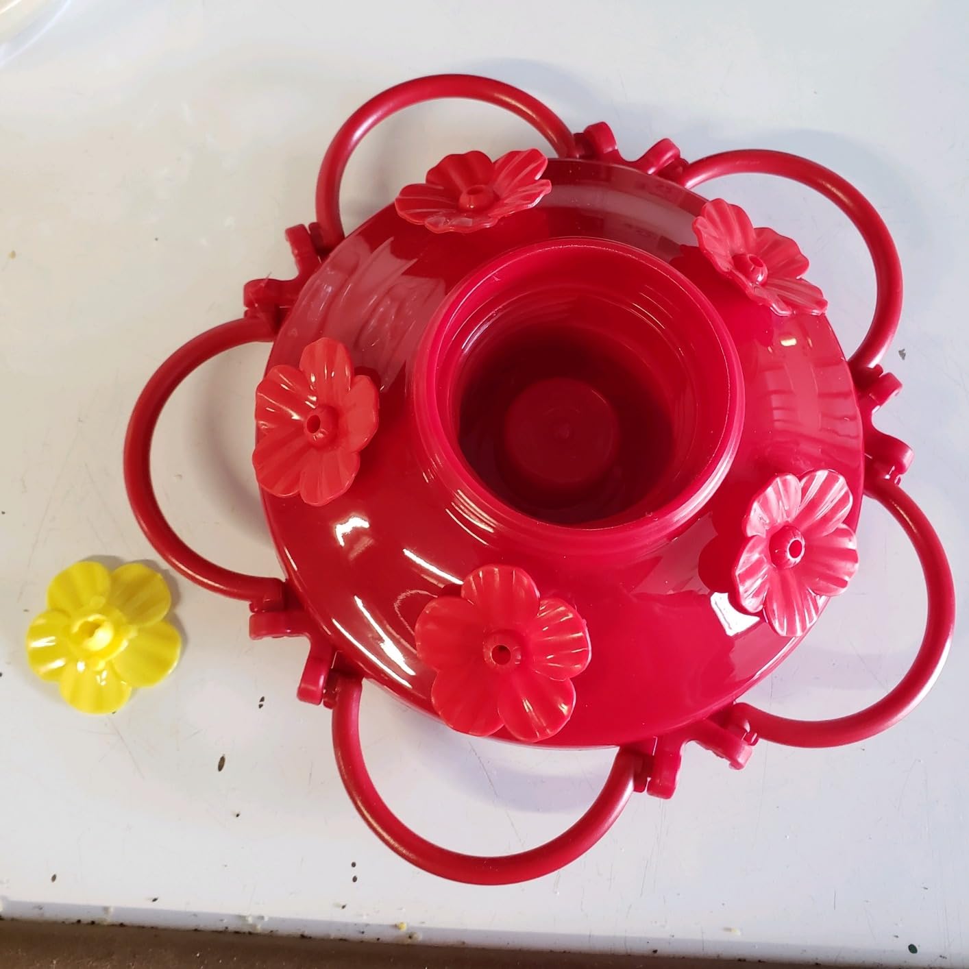 Hummingbird Feeder [Set of 2] Leakproof Clear Plastic 10 oz Wide Mouth. | Features A Built-in Ant Guard - Circular Perch with 5 Feeding Ports - Wide Mouth/2 Part Base for Easy Filling & Cleaning. customer photo 2