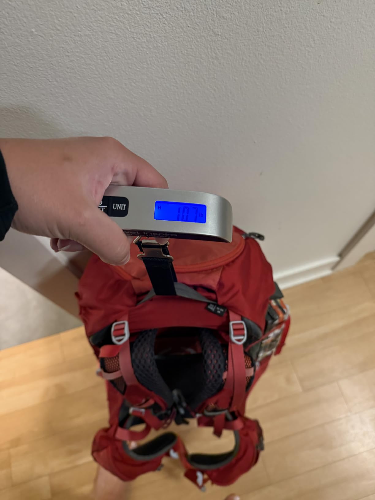 Digital Luggage Scale - Portable Hanging Suitcase Weight Scale for Travel, 110 lb Capacity, Backlit LCD Display, Prevents Airport Overweight Fees, Battery Included customer photo 1