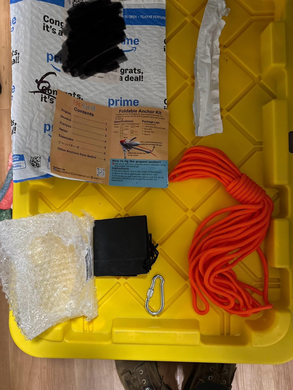 BeGrit Small Kayak Anchor w/Rope, Folding Marine Anchor for Paddle Board customer photo 1