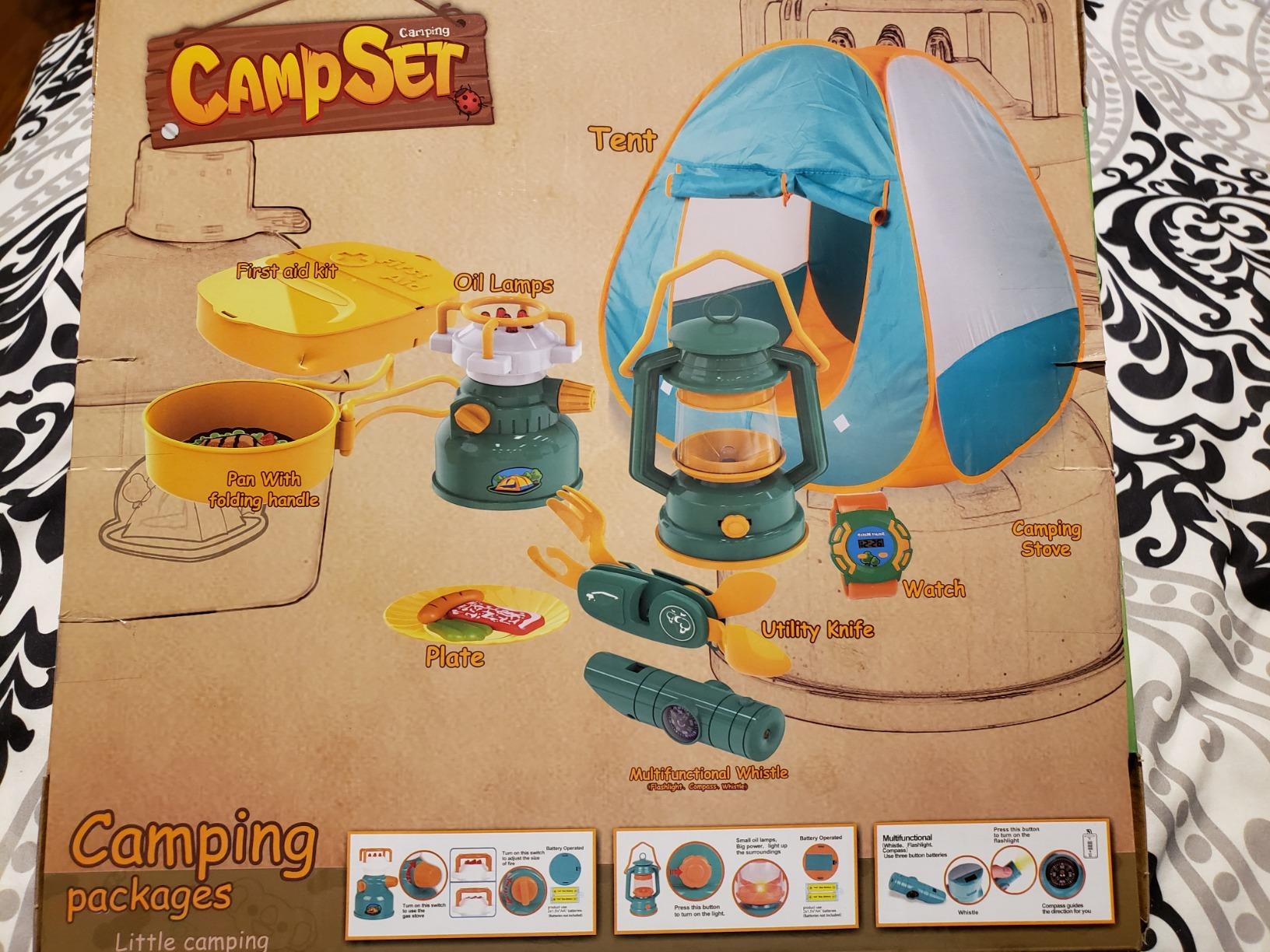 Kids Camping Gear Set with Play Tent, Pretend Campfire, Fruits, Marshmallow, Camping Toys for Toddlers, Boys & Girls - Indoor & Outdoor Explore & Adventure customer photo 2