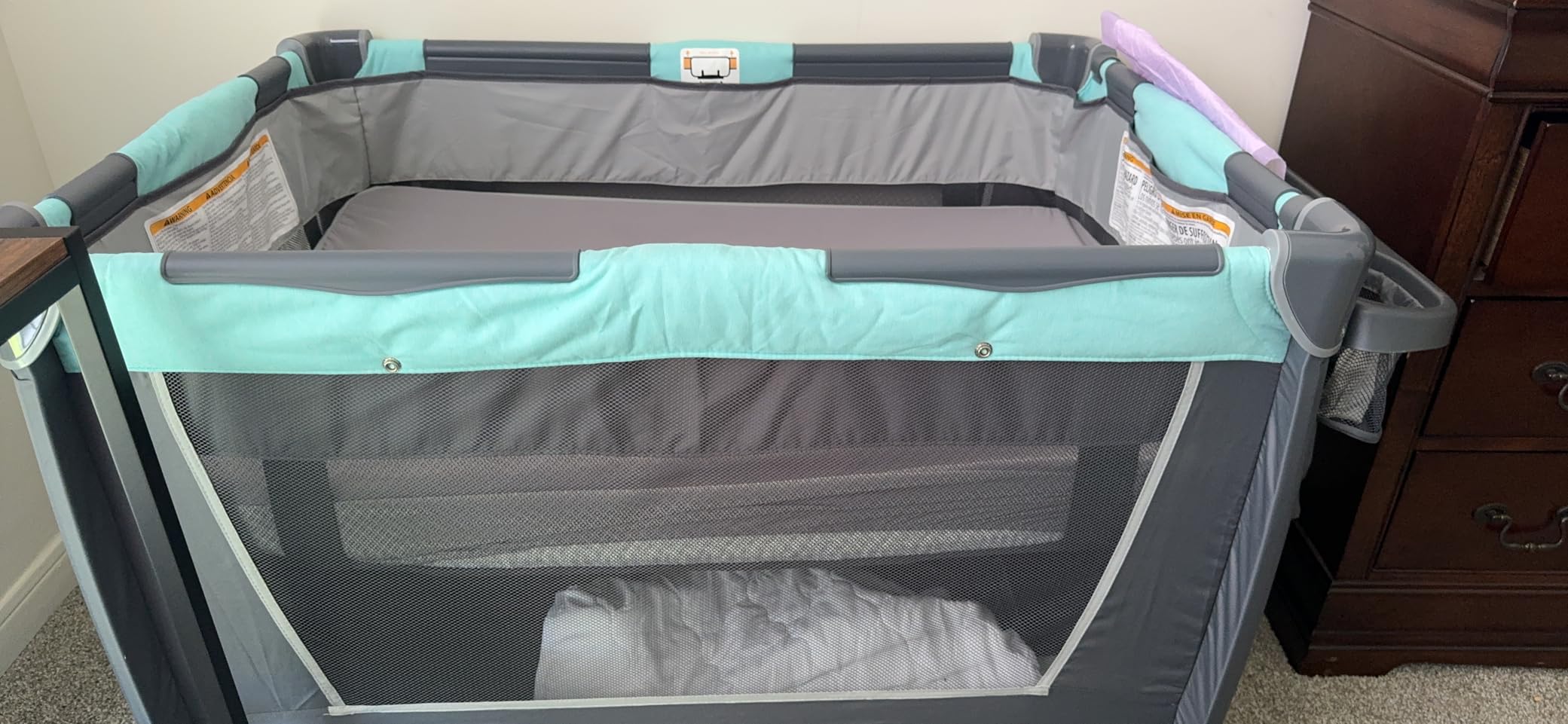 Baby Trend Retreat Nursery Center Playard, Bassinet & Storage, Robin | Portable Playard with Changing Table, Foldable and Convertible Travel Play Crib for Babies and Toddlers customer photo 2