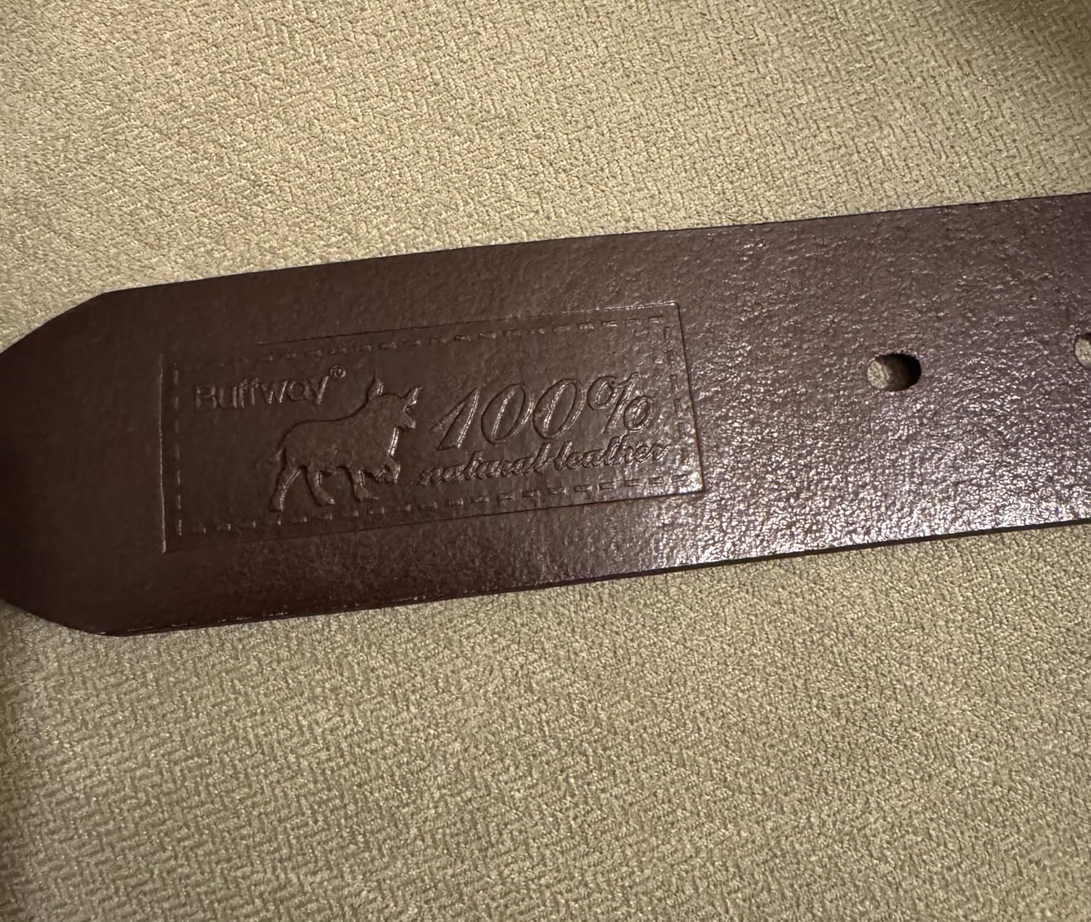 Buffway Men's Full Grain Leather Belt - Solid One-Piece Leather, 1.5