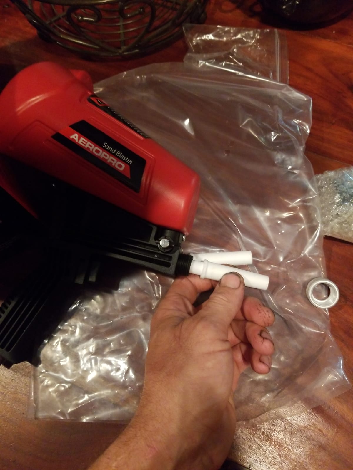 TCP Global Gravity Feed Sand Blaster Gun Kit - Portable Air Compressor Sandblaster, 2 Ceramic Nozzles & Regulator - Abrasive Media & Soda Blaster - Rust, Metal, Wood & Paint Removal customer photo 2