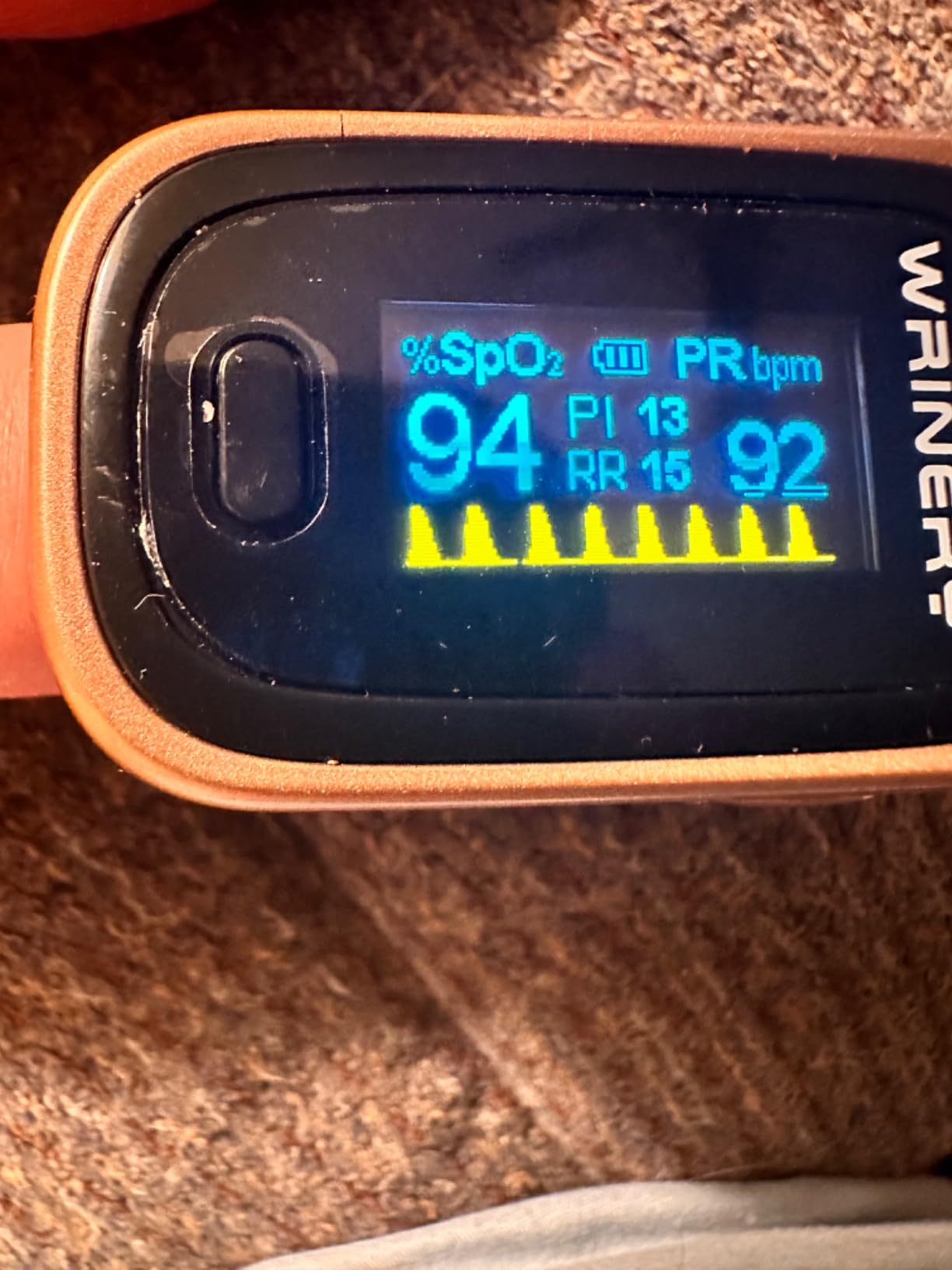 Oxygen Saturation Monitor, Wrinery Premium Pulse Oximeter Fingertip, Oxygen Monitor, O2 Saturation Monitor, OLED Portable Oximetry with Batteries, Lanyard (Rose gold-Royal black) customer photo 1