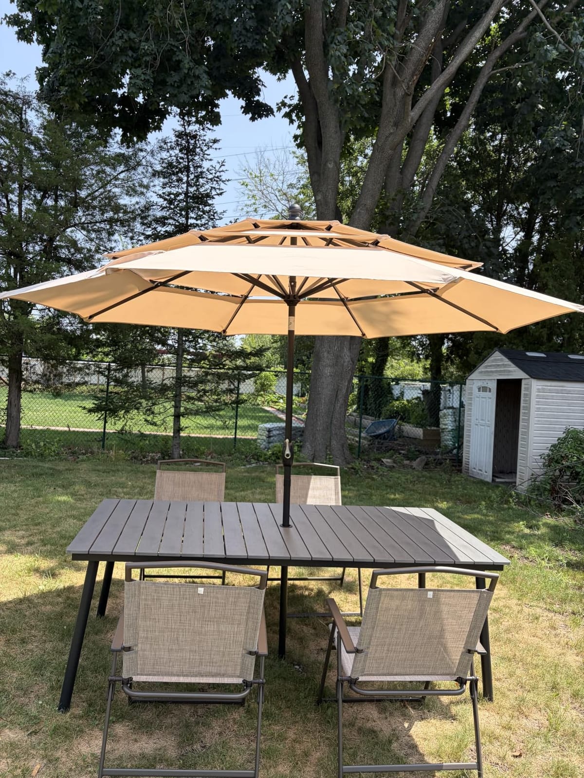PHI VILLA 10ft Outdoor Patio Umbrellas, 3 Tier Vented Table Umbrella | Auto-Tilt, 1.5