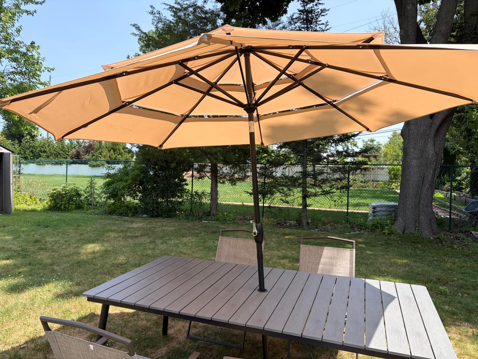 PHI VILLA 10ft Outdoor Patio Umbrellas, 3 Tier Vented Table Umbrella | Auto-Tilt, 1.5