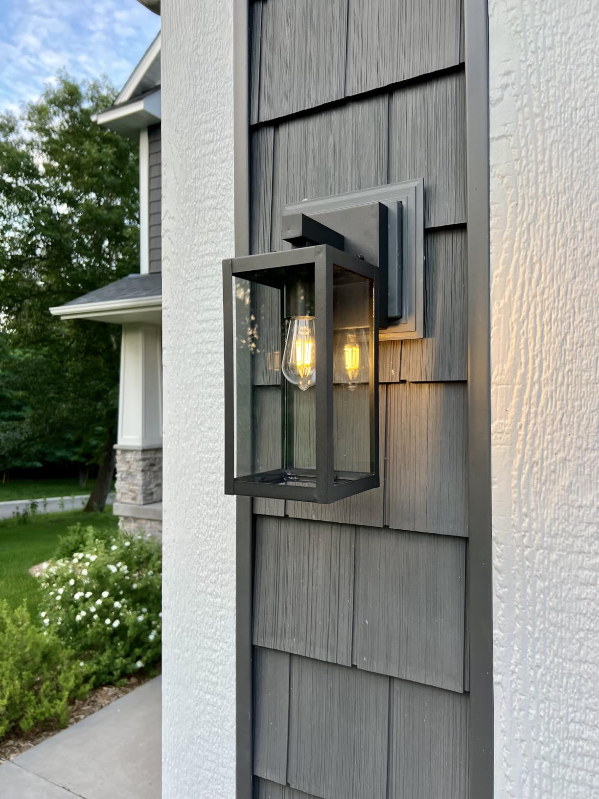 MAXvolador Outdoor Wall Light Fixtures, Exterior Waterproof Wall Lanterns | Black Porch Wall Lights, Anti-Rust, E26 Socket, Clear Glass Outside Wall Mount Sconces, Front Door Lighting for Patio, 2 Pack customer photo 2