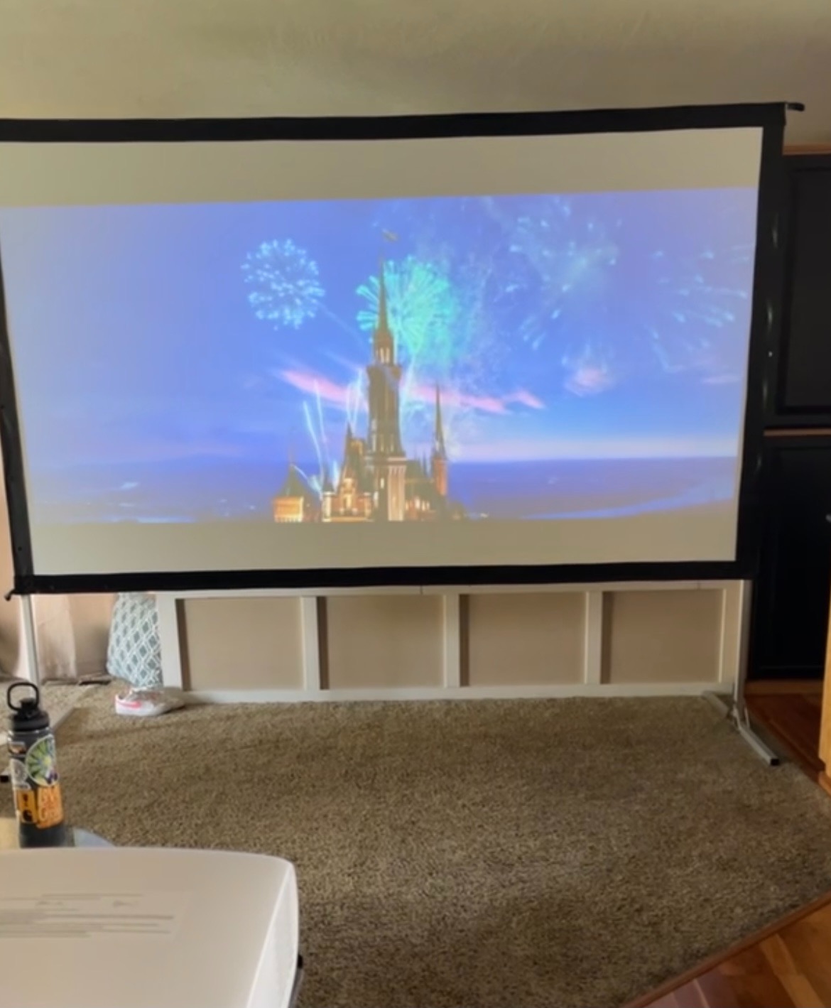 Projector Screen 120 inch, Outdoor Projector Screen with 3-Layers PVC | Polyester-Free Anti-Light 4K HD Screen, Sturdy Aluminum Frame, Easy Setup, Perfect for Poolside, Backyard, and Party Nights customer photo 1