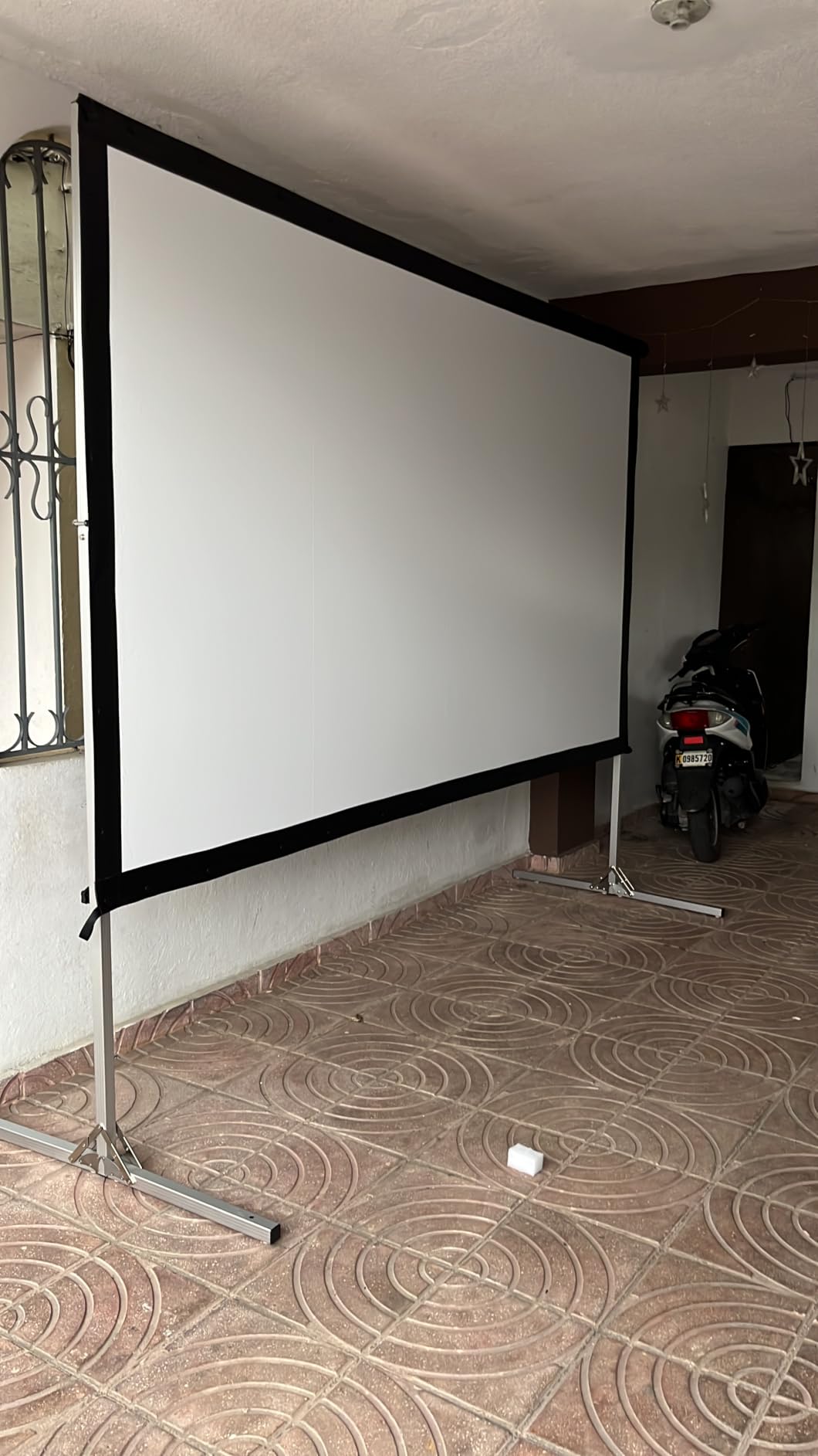 Projector Screen 120 inch, Outdoor Projector Screen with 3-Layers PVC | Polyester-Free Anti-Light 4K HD Screen, Sturdy Aluminum Frame, Easy Setup, Perfect for Poolside, Backyard, and Party Nights customer photo 2
