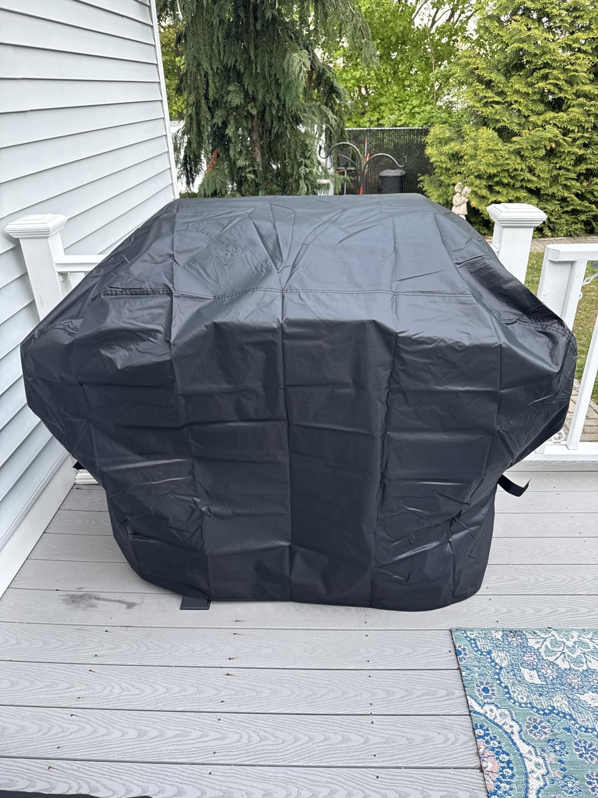 Grill Cover, 58 inch BBQ Gas Grill Cover for Outdoor Grill, Waterproof, Anti-UV, Rip-Proof, Fade Resistant Material, Barbecue Cover with Hook-and-Loop Straps & Adjustable Hem Drawstring, Black customer photo 2