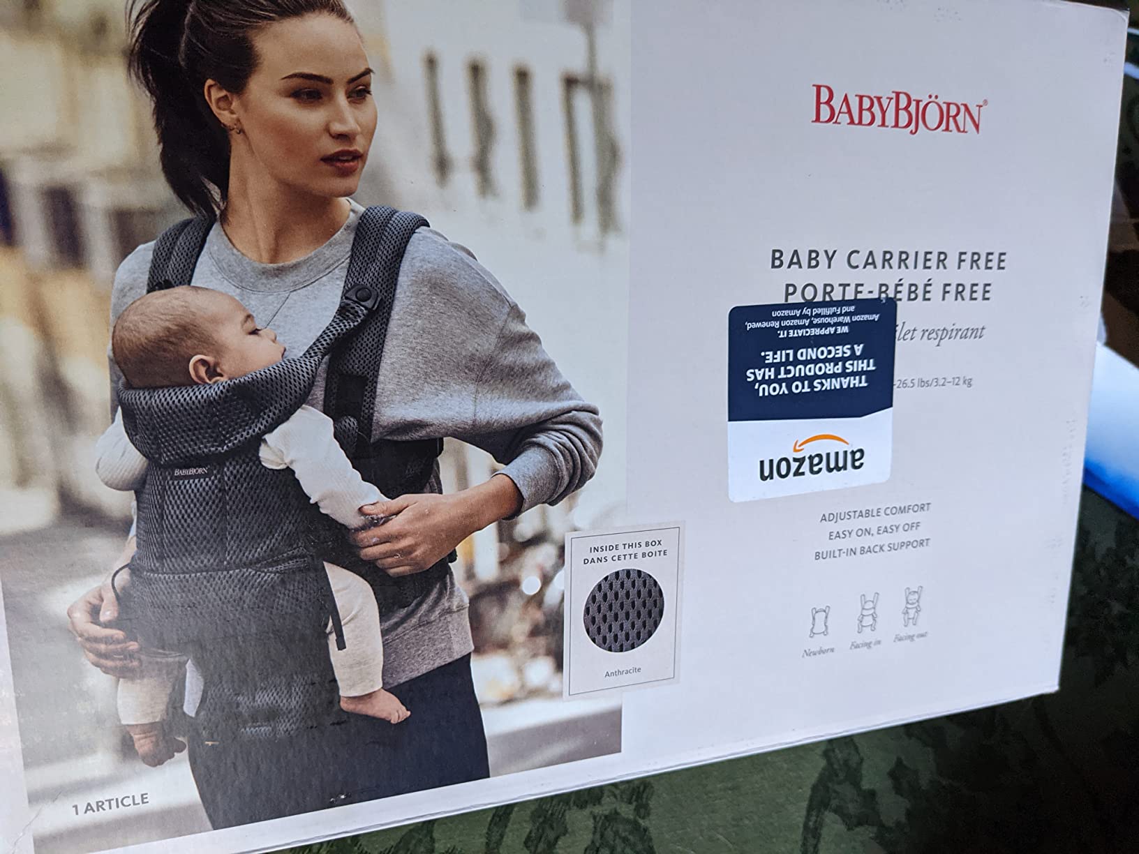 BabyBjörn Baby Carrier Free, Anthracite, 3D Mesh | Infant Carrier (7-26.5 lbs), Front Facing, Outward Facing, with Back Support, Ergonomic, Lumbar Support customer photo 2