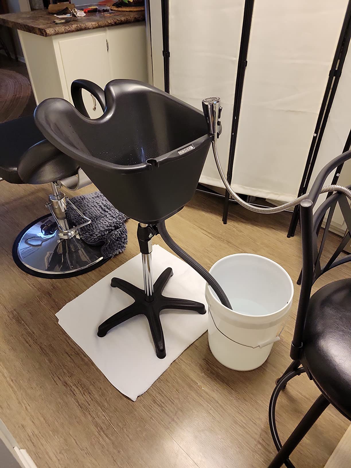Dompel Portable Shampoo Bowl - Washing Unit & Hair Sink for Salons, Home Care, Seniors & Disabled - Chrome Steel Structure, Adjustable Height, 22L Capacity customer photo 1