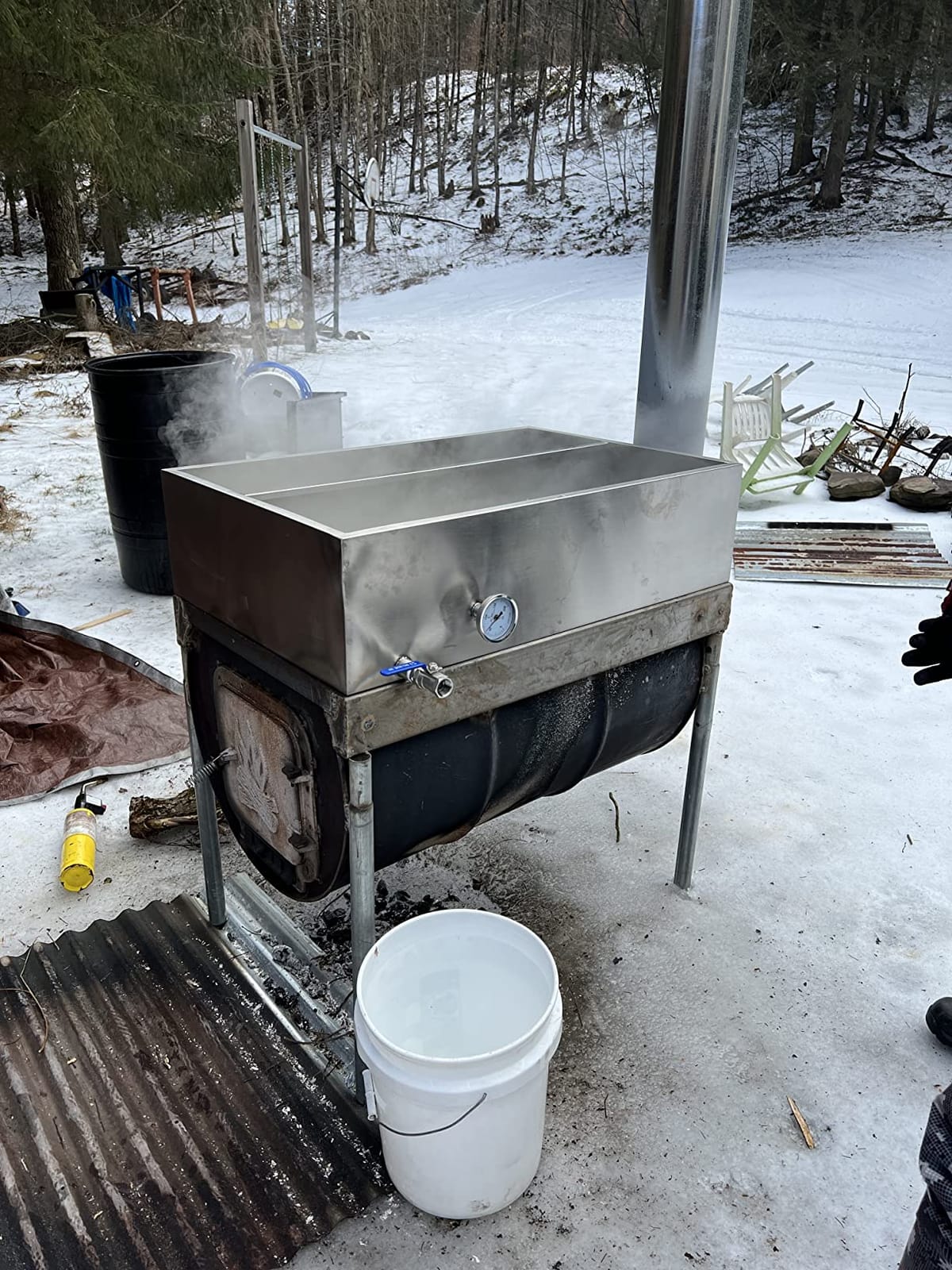 VBENLEM Maple Syrup Evaporator Pan 48x24x9.4 Inch Stainless Steel Maple Syrup Boiling Pan with Valve and Thermometer and Divided Pan customer photo 2