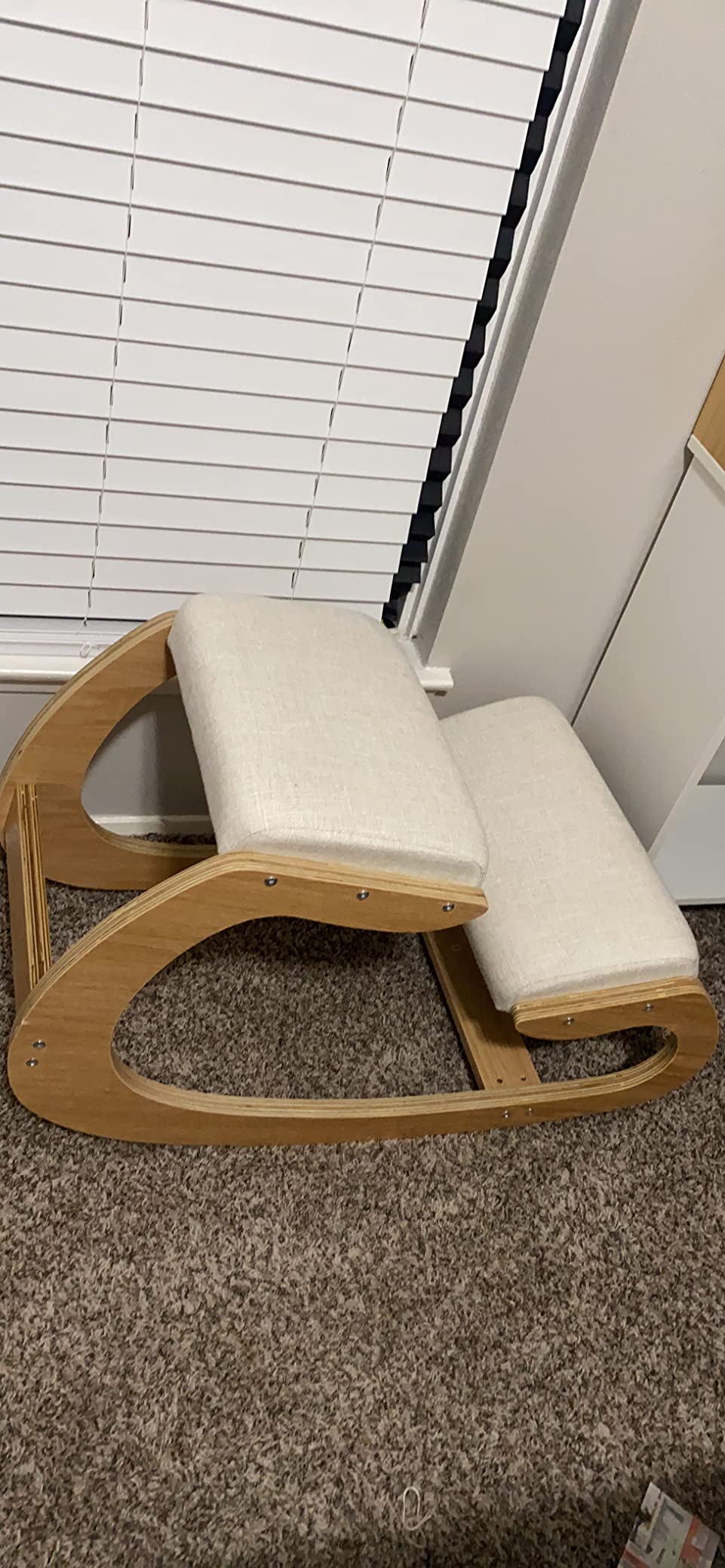 Predawn Adjustable Ergonomic Kneeling Chair – Custom Height Rocking Posture Stool with Thick Cushions, Solid Wood Frame, Knee Support Seat for Adults, Office or Meditation Use(White Oak) customer photo 1