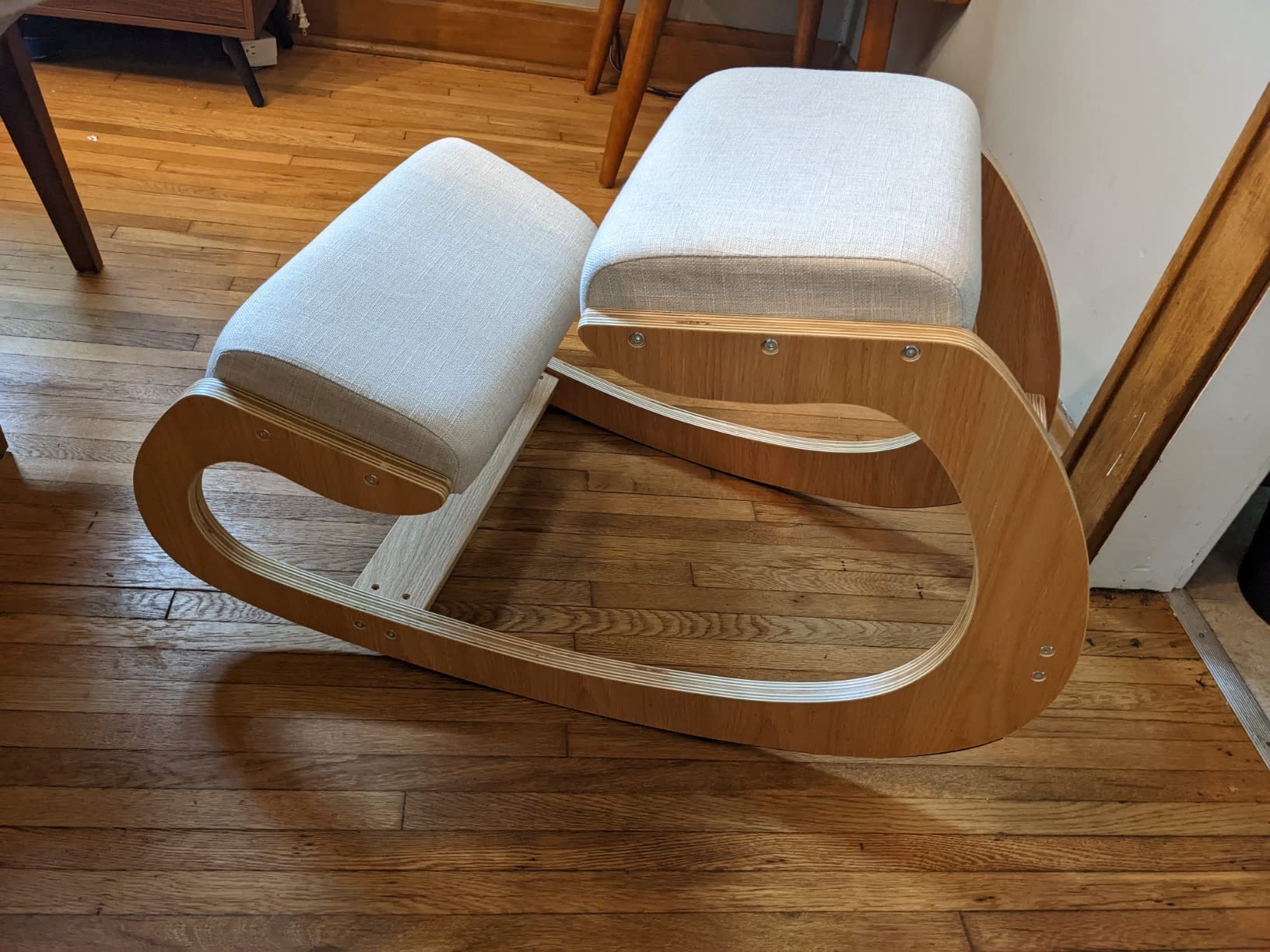 Predawn Adjustable Ergonomic Kneeling Chair – Custom Height Rocking Posture Stool with Thick Cushions, Solid Wood Frame, Knee Support Seat for Adults, Office or Meditation Use(White Oak) customer photo 2