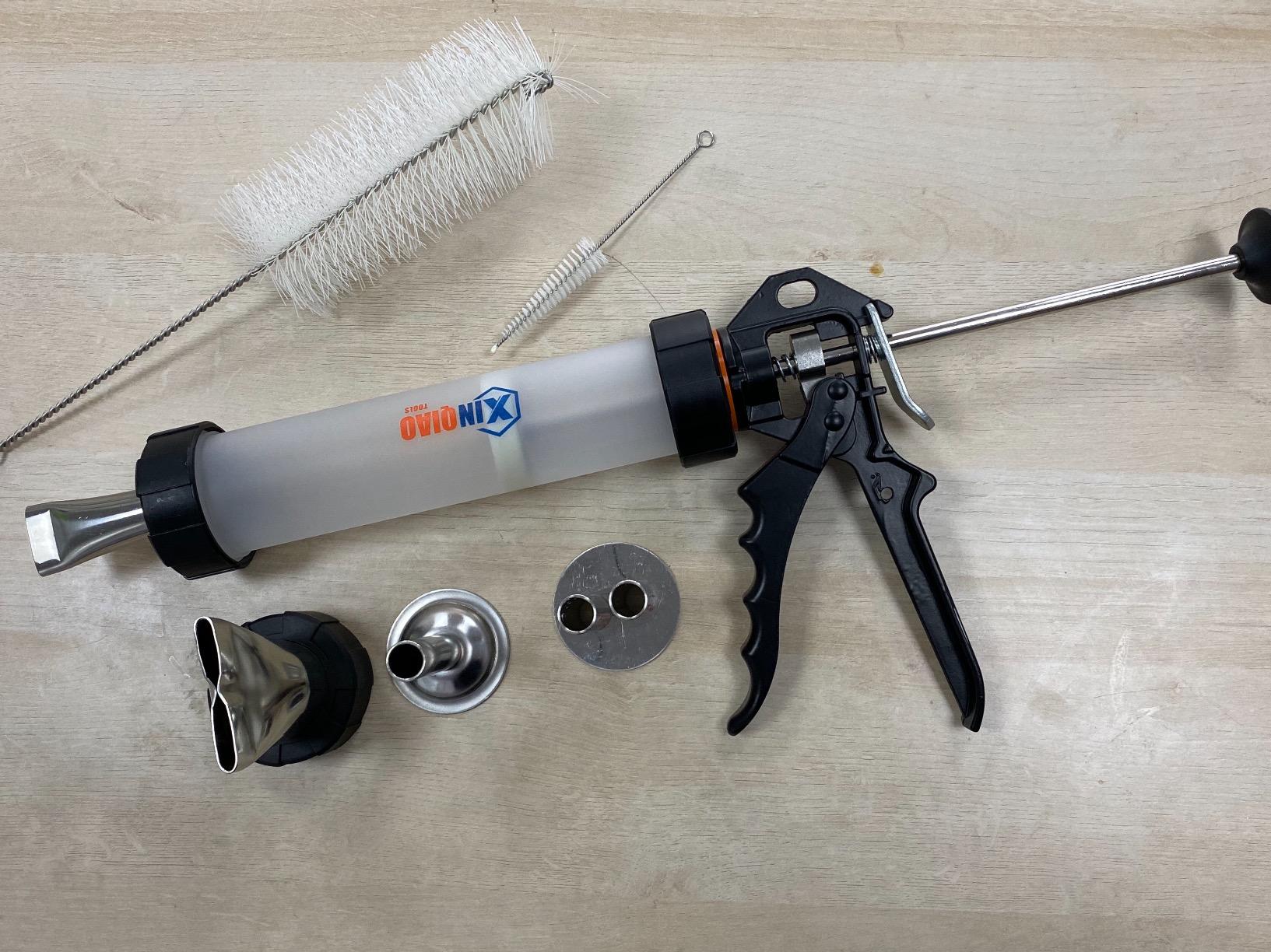 XINQIAO Beef Jerky Gun for Ground Meat, Plastic Jerky Cannon Comes with 4 Nozzles, 2 Brushes customer photo 1