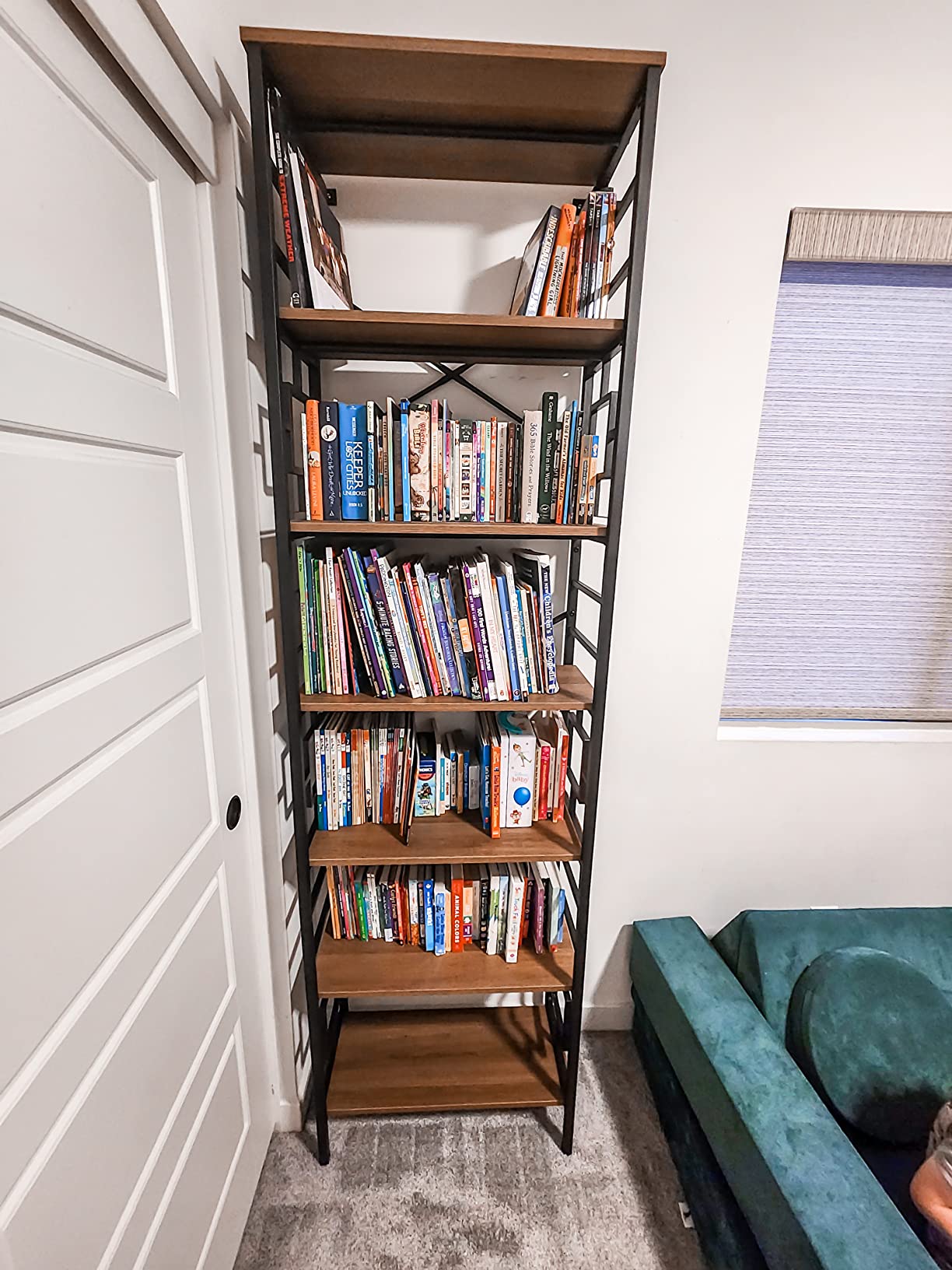 HOMISSUE Tall Bookshelf, 84 Inch Industrial Bookshelf with Metal Frame and Open Shelves, 7 Tier Metal Bookshelves and Bookcases, Rustic Tall Book Shelf customer photo 2