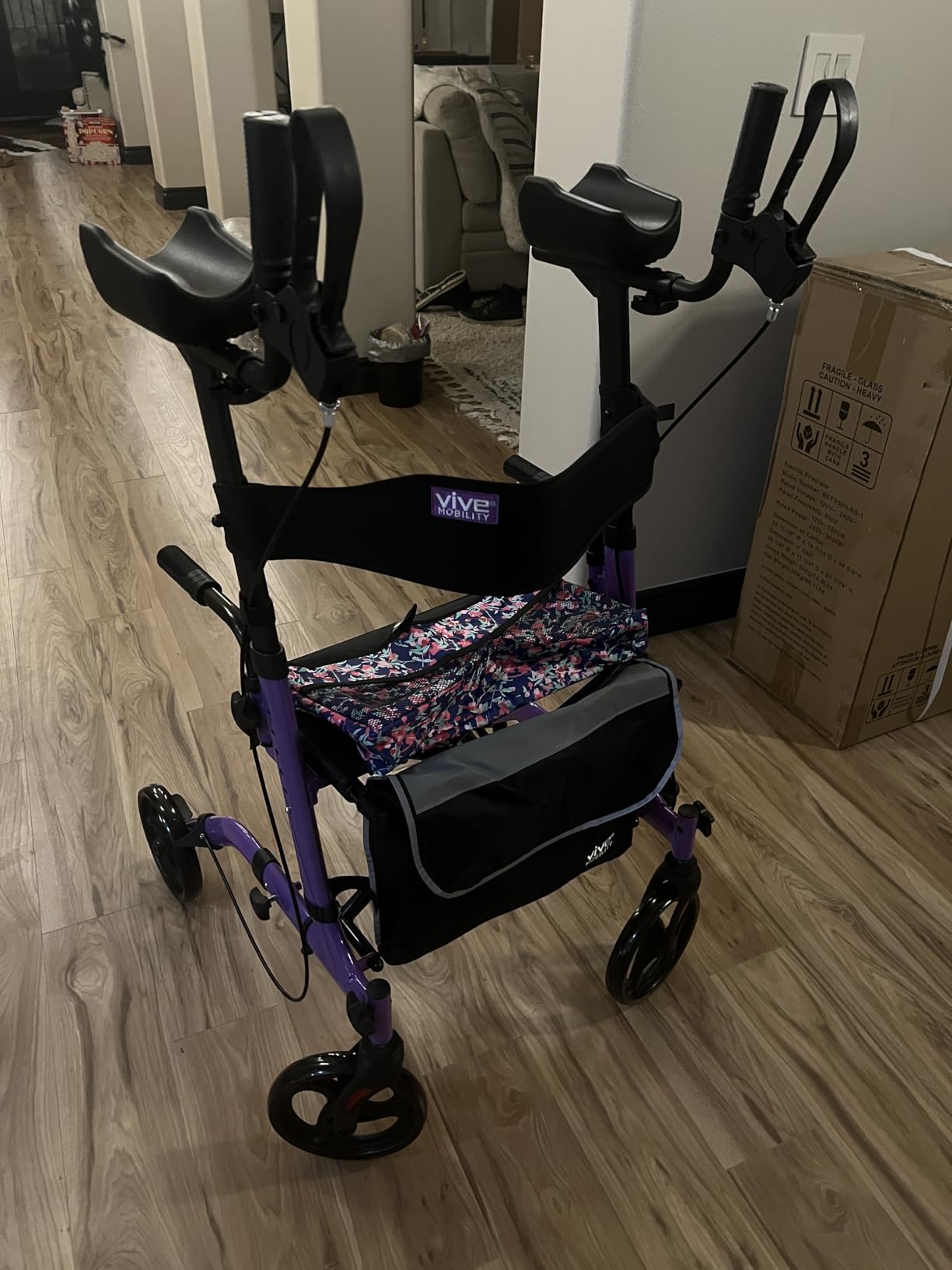 Vive Mobility Upright Walker with Seat - Stand Up Rollator | Heavy Duty, Folding Medical Aid Scooter for Elderly, Seniors - Walking Assist, Foldable Transport Chair - 300 lb Capacity customer photo 1