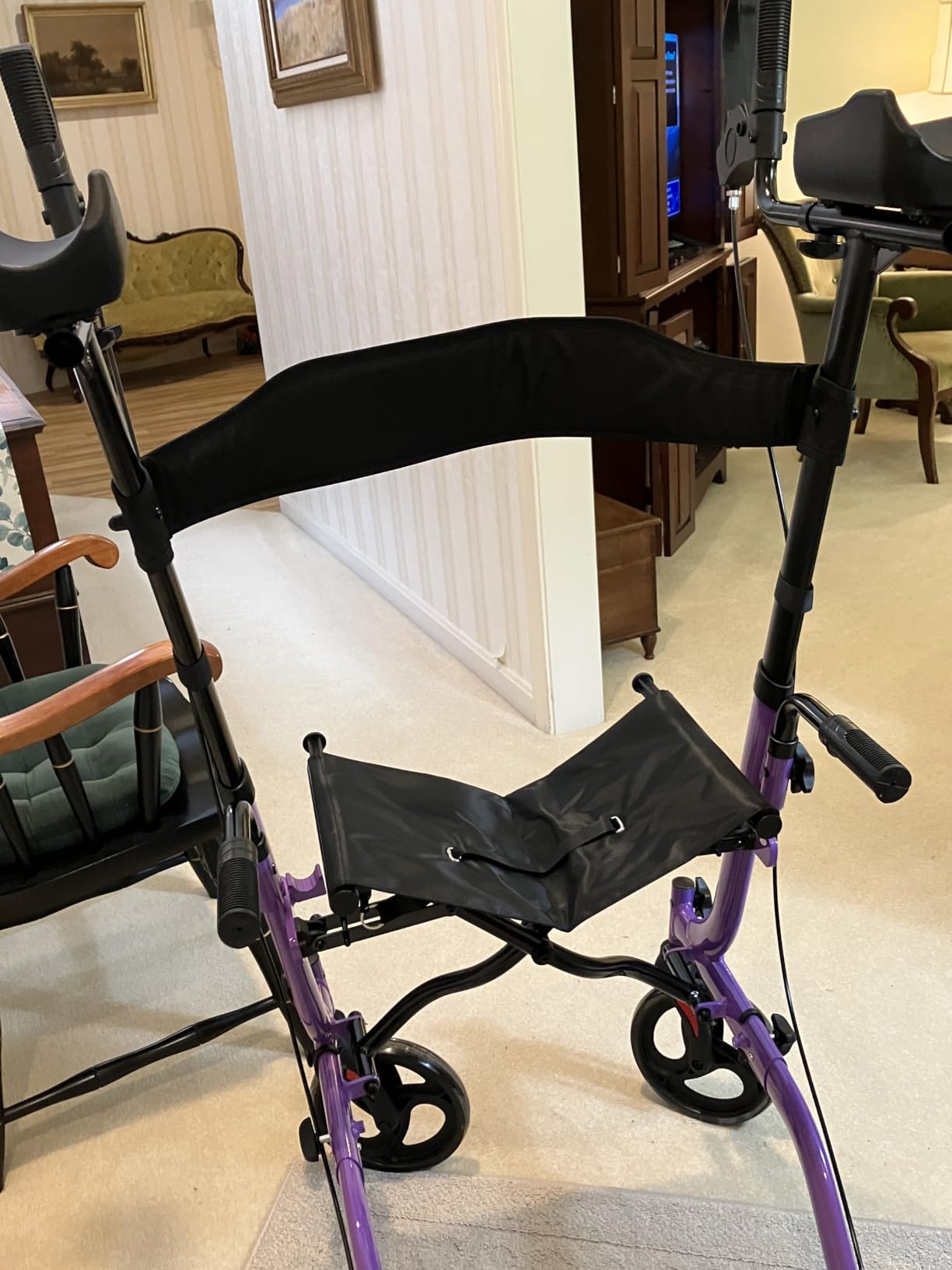Vive Mobility Upright Walker with Seat - Stand Up Rollator | Heavy Duty, Folding Medical Aid Scooter for Elderly, Seniors - Walking Assist, Foldable Transport Chair - 300 lb Capacity customer photo 2