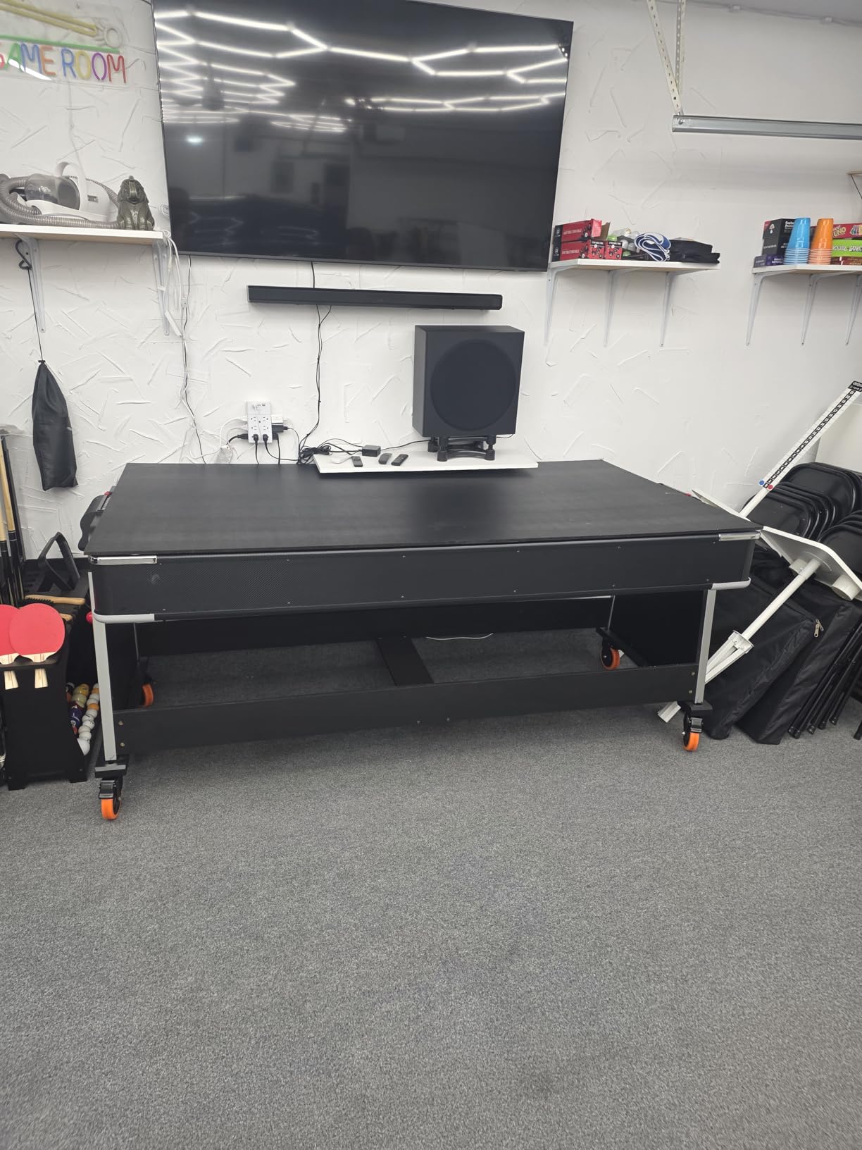 RACK Triad 7-Foot 3-in-1 Multi-Game Swivel Table - Billiards/Pool, Table Tennis & Air Hockey customer photo 2