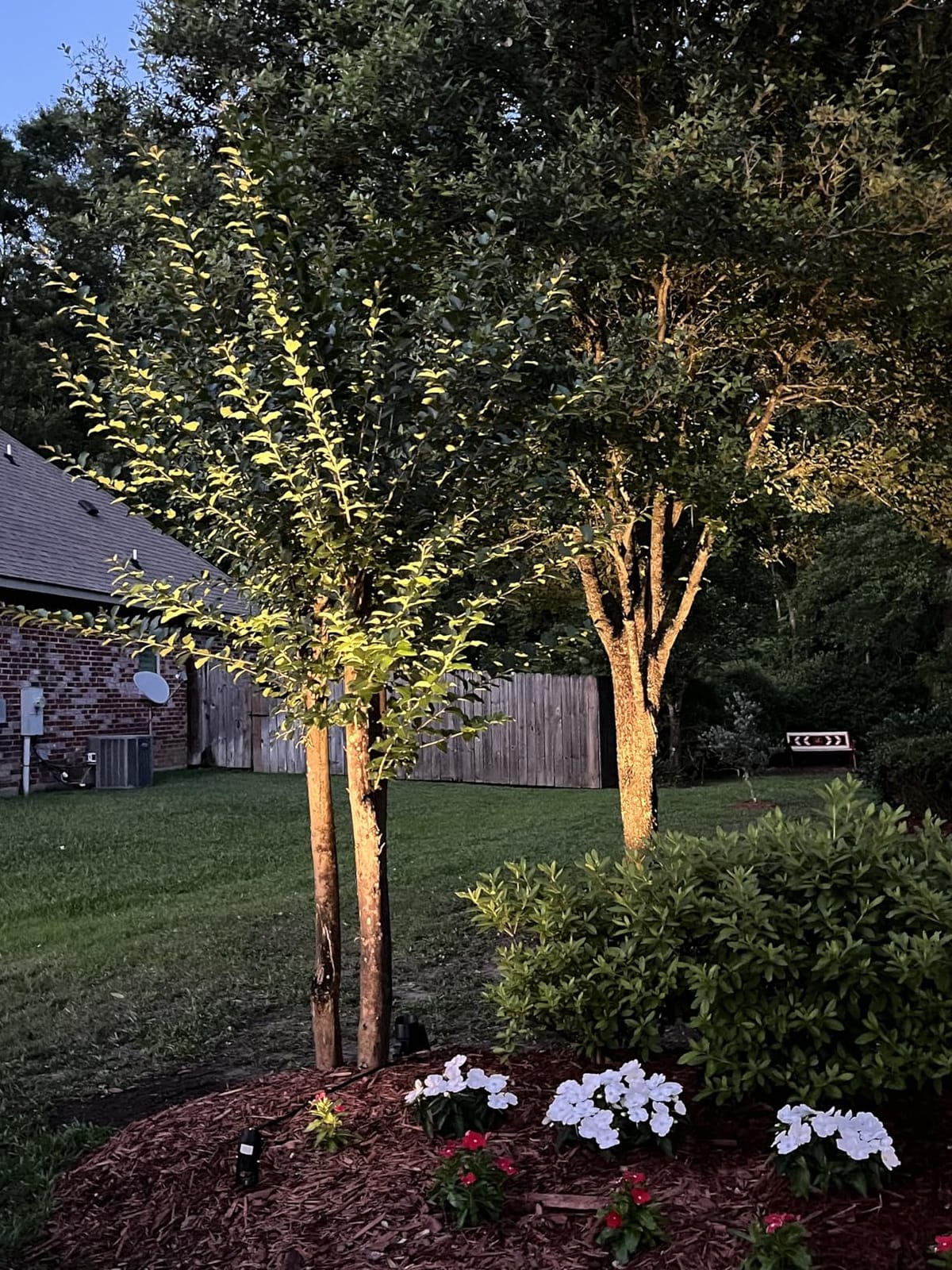 SUNVIE 12W Low Voltage LED Landscape Lights with Connectors, Outdoor 12V Super Warm White (900LM) Waterproof Garden Pathway Lights Wall Tree Flag Spotlights with Spike Stand (10 Pack with Connector) customer photo 2
